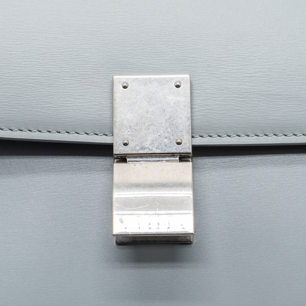 CELINE TEEN CLASSIC BAG BOX CALFSKIN LIGHT GREY SHW