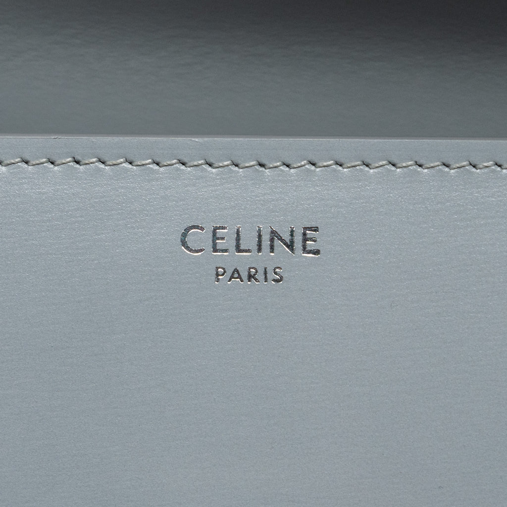 CELINE TEEN CLASSIC BAG BOX CALFSKIN LIGHT GREY SHW