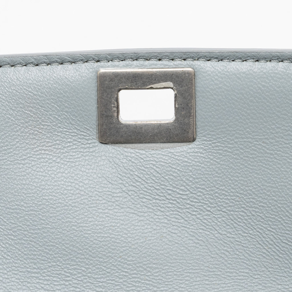 CELINE TEEN CLASSIC BAG BOX CALFSKIN LIGHT GREY SHW