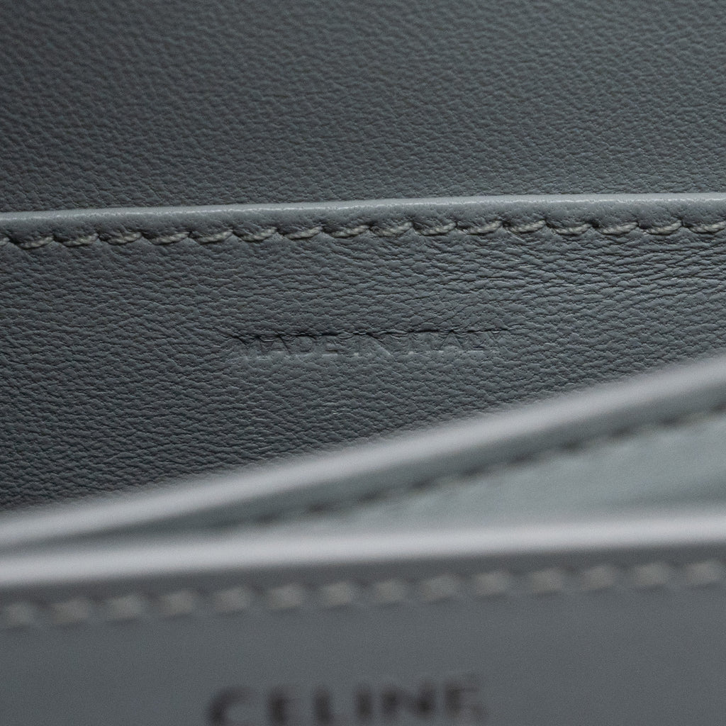 CELINE TEEN CLASSIC BAG BOX CALFSKIN LIGHT GREY SHW