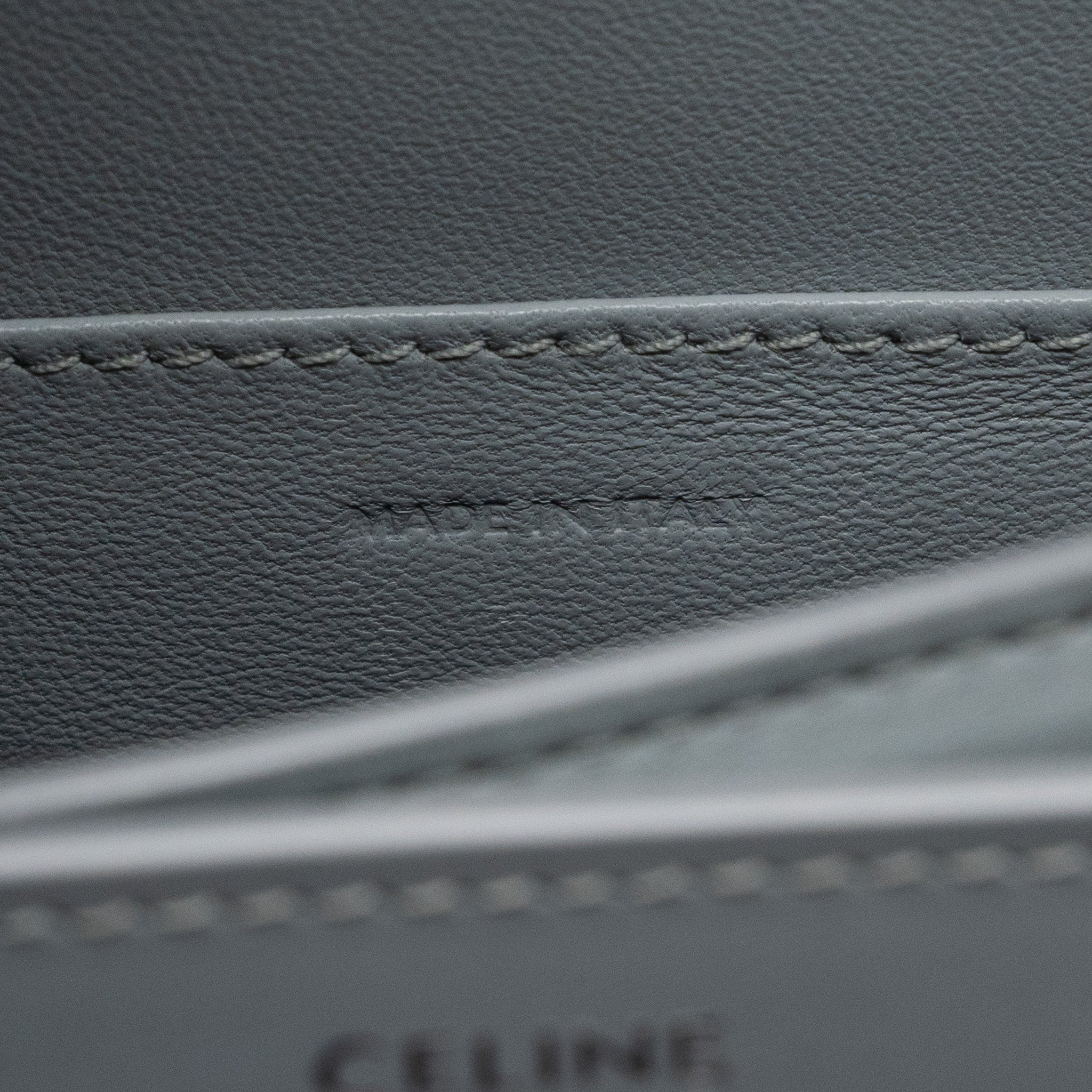 CELINE TEEN CLASSIC BAG BOX CALFSKIN LIGHT GREY SHW