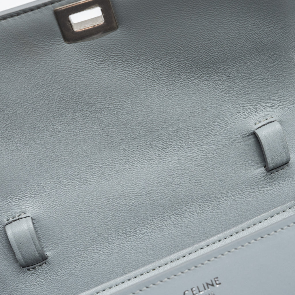 CELINE TEEN CLASSIC BAG BOX CALFSKIN LIGHT GREY SHW