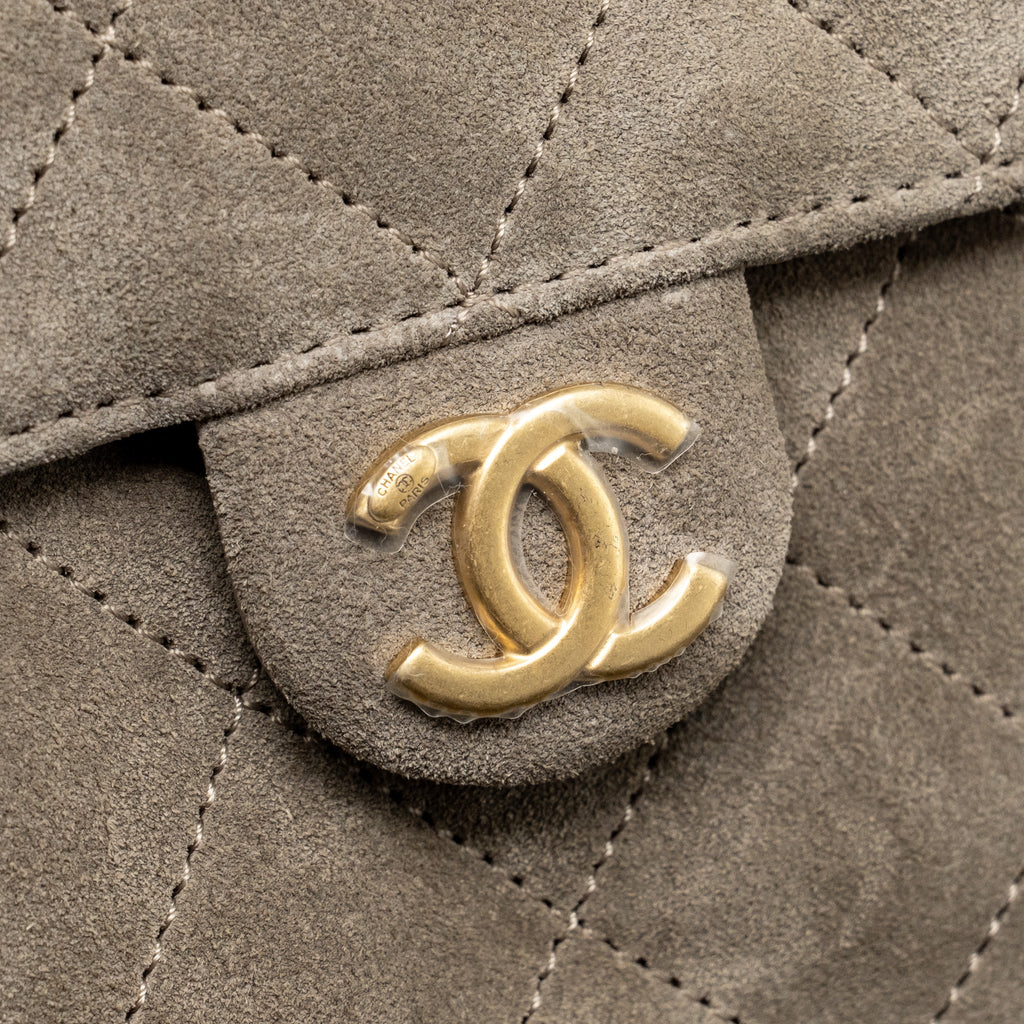 CHANEL SMALL 25 BAG SUEDE GREY GHW (MICROCHIP)