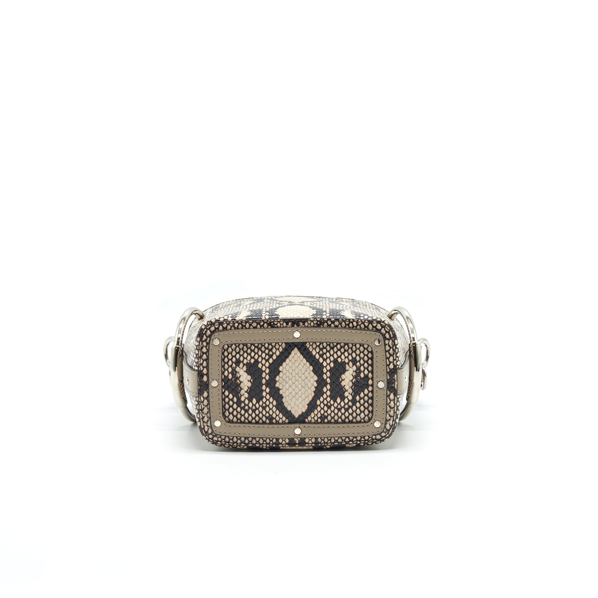 CHLOE ROY MINI BUCKET BAG SILVER TONE