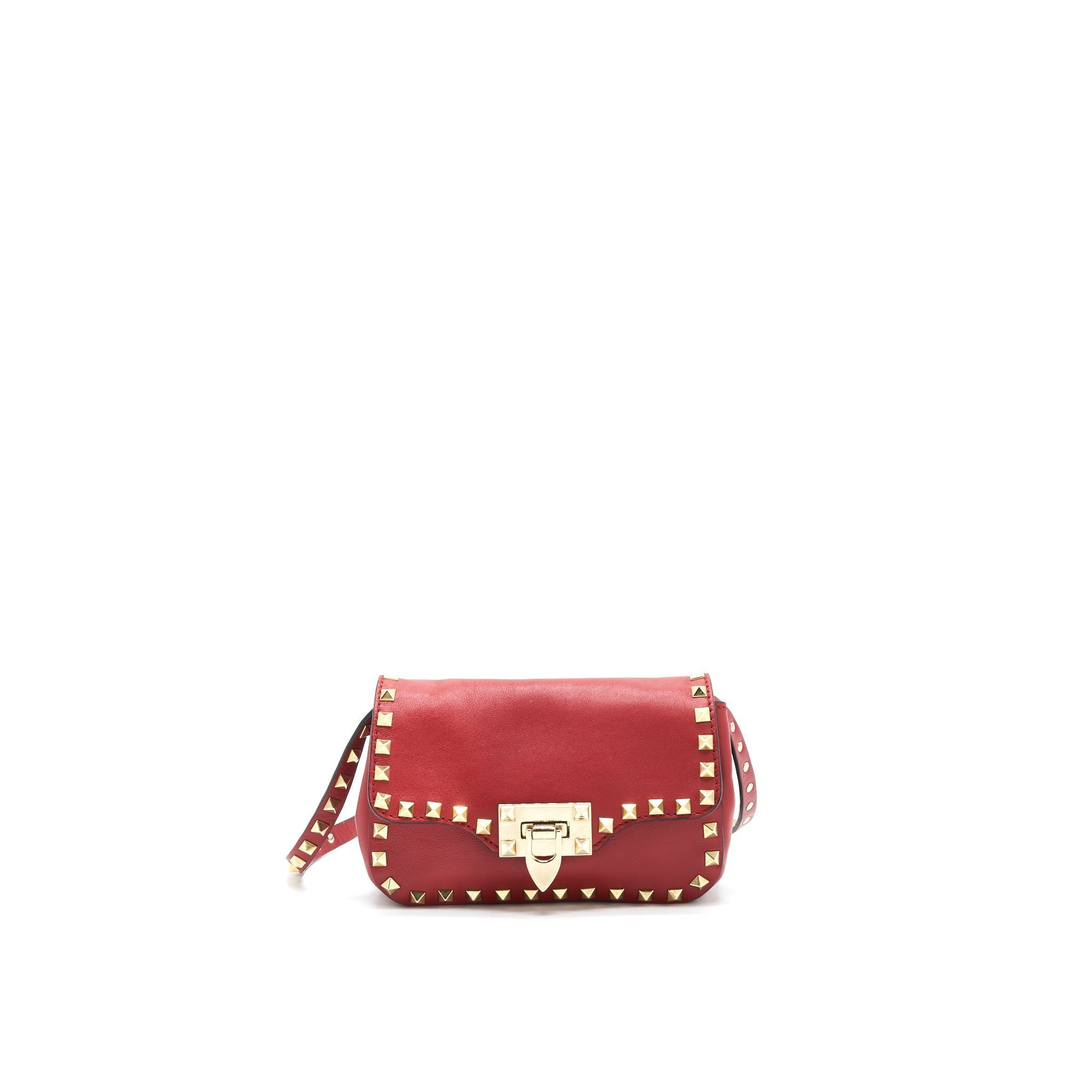 VALENTINO ROCKSTUD MINI FLAP BAG RED
