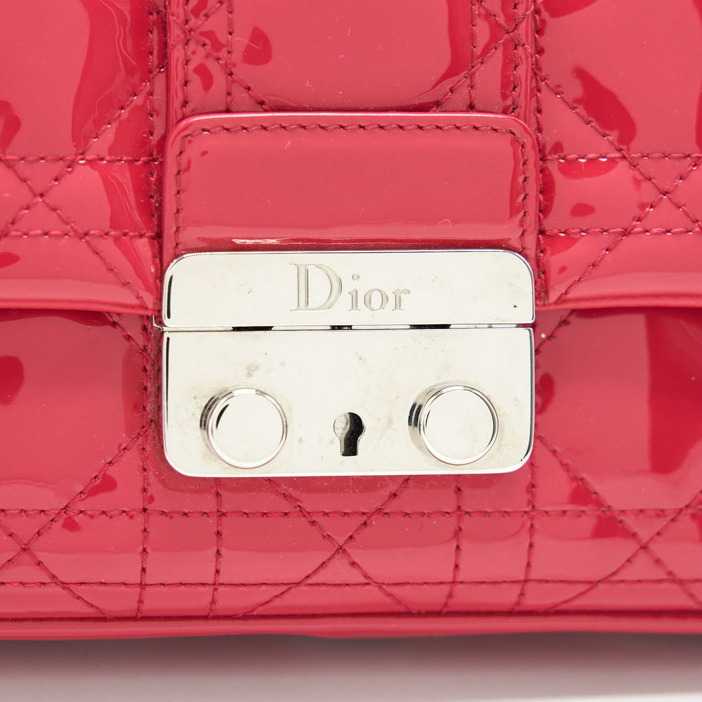 CHRISTIAN DIOR NEW LOCK POUCH BAG CANNAGE PATENT LEATHER SHW