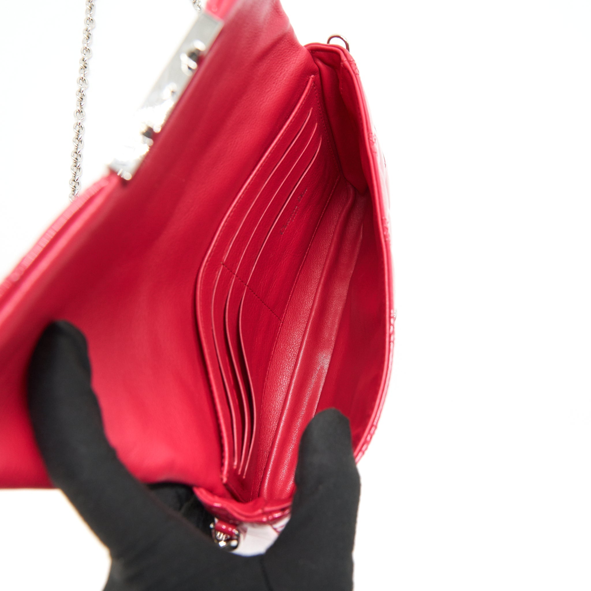 CHRISTIAN DIOR NEW LOCK POUCH BAG CANNAGE PATENT LEATHER SHW