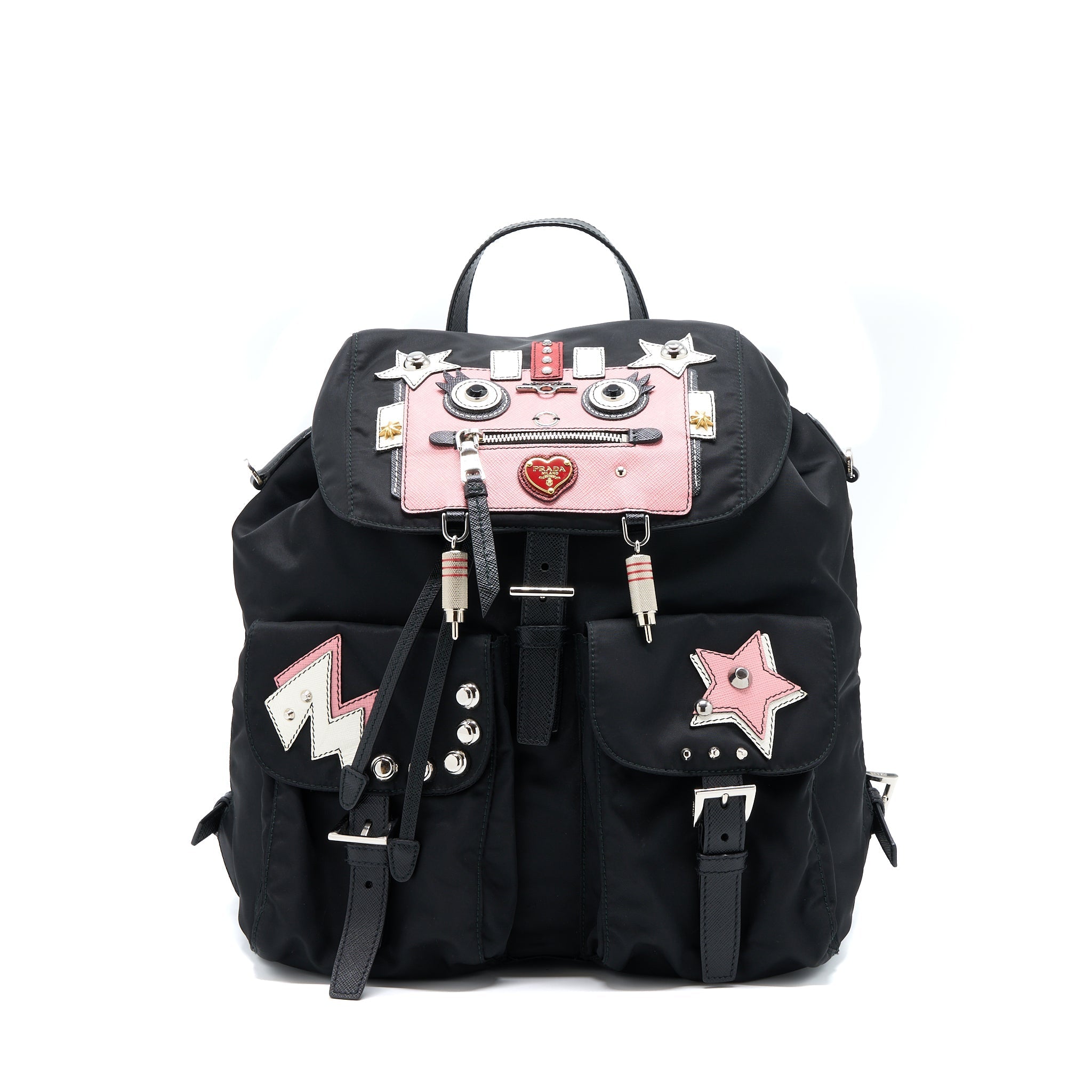 PRADA BACKPACK NYLON BLACK/ MULTICOLOURED SHW