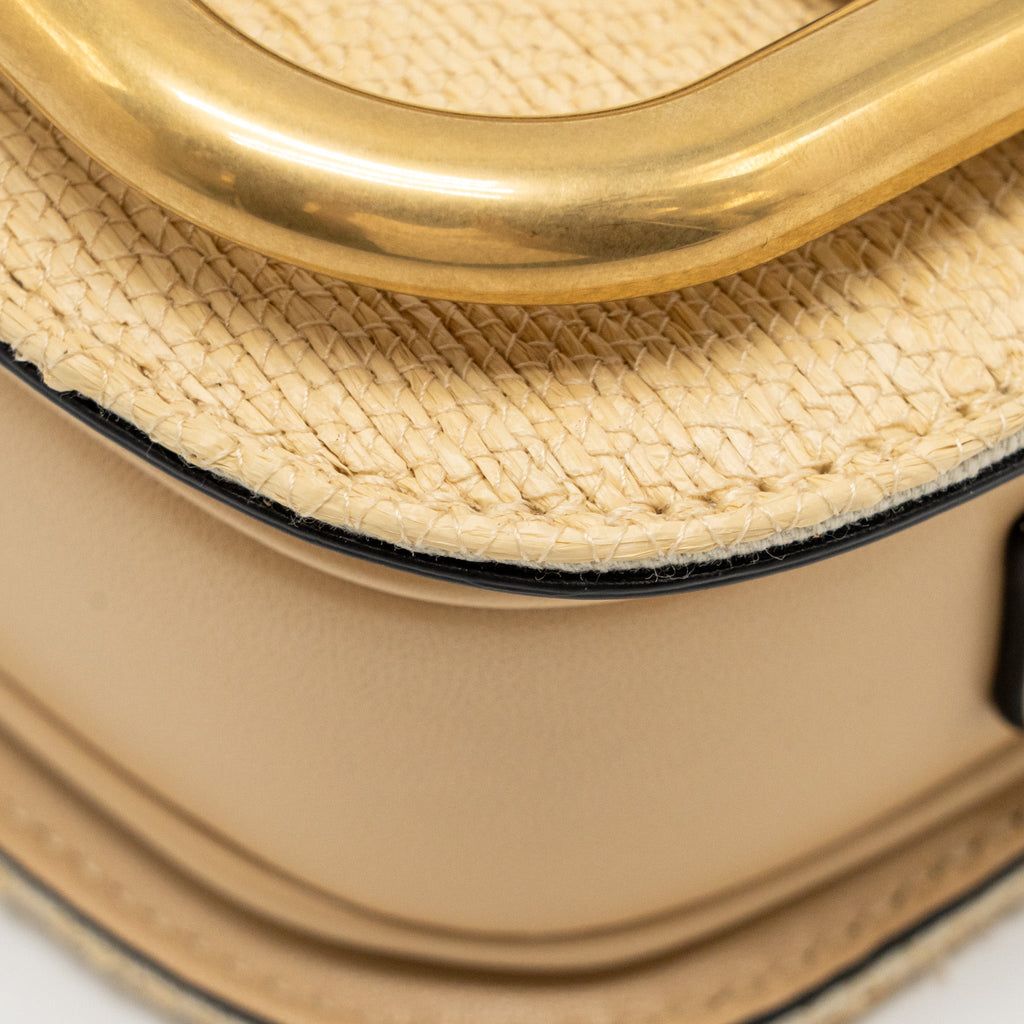 VALENTINO SMALL SUPERVEE CROSSBODY BAG LEATHER/RAFFIA BEIGE GHW