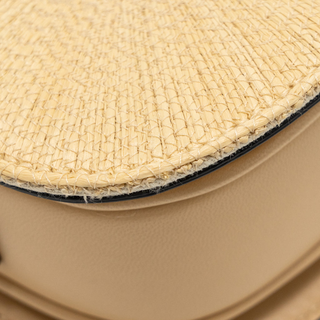 VALENTINO SMALL SUPERVEE CROSSBODY BAG LEATHER/RAFFIA BEIGE GHW