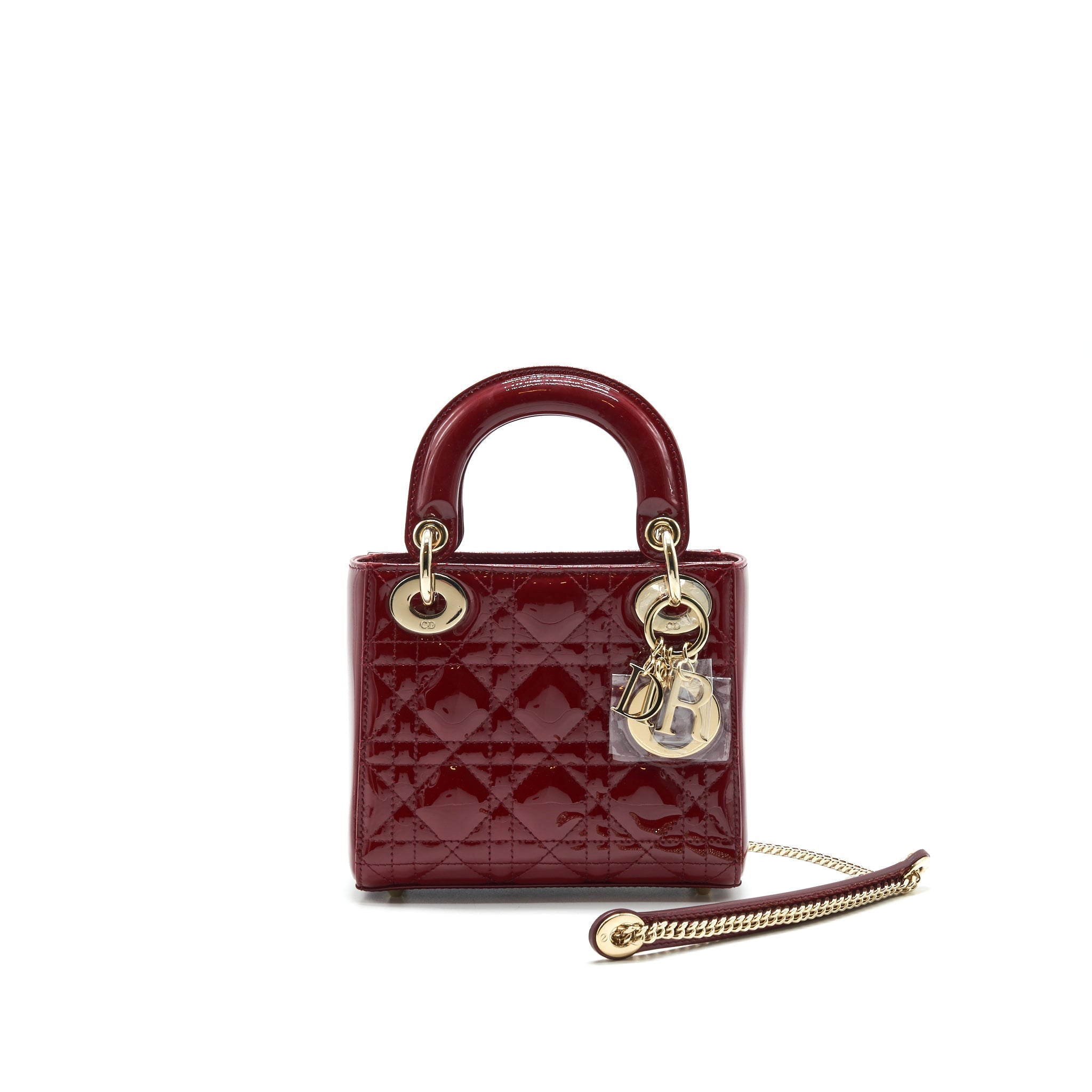 CHRISTIAN DIOR MINI LADY DIOR PATENT LEATHER RED WITH LGHW
