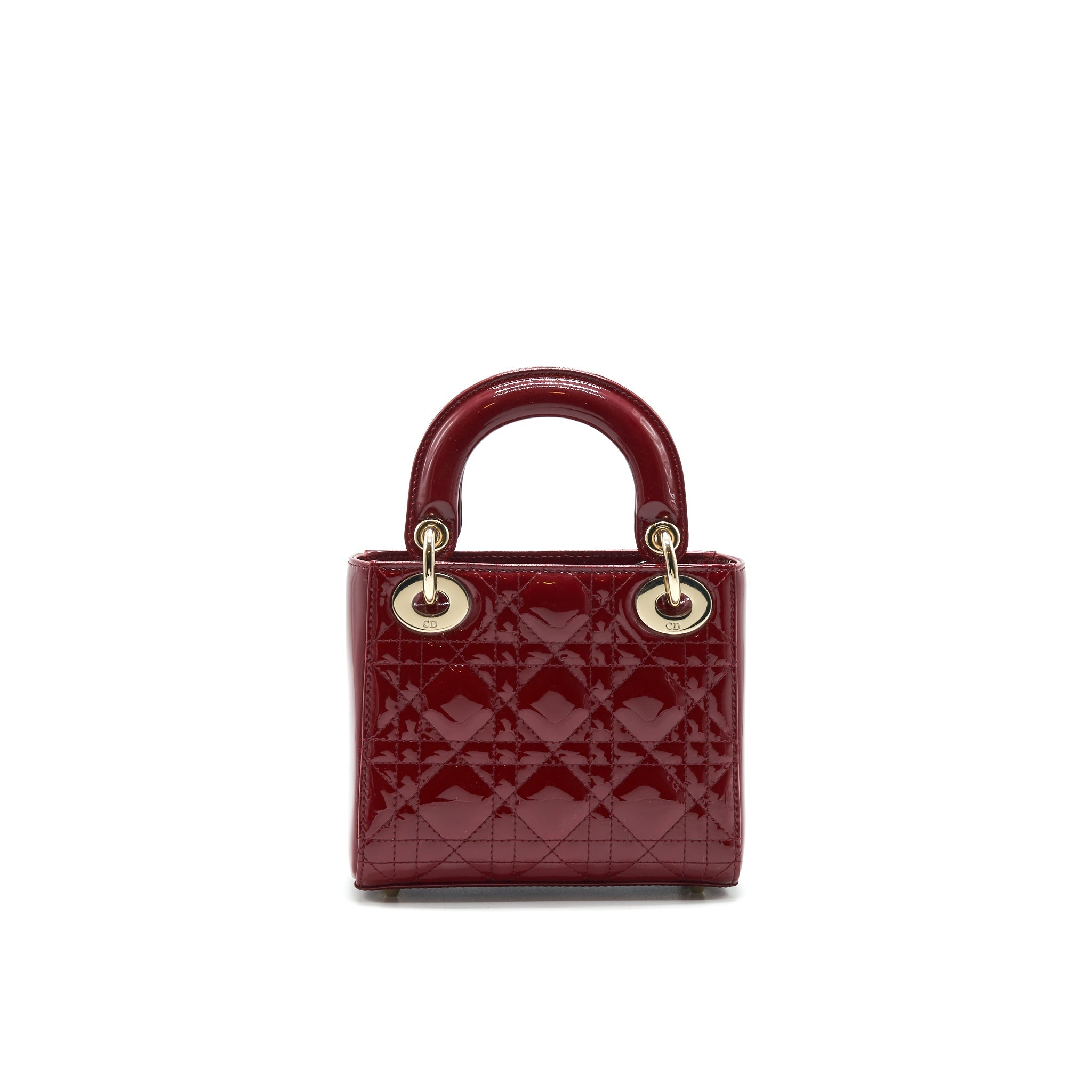 CHRISTIAN DIOR MINI LADY DIOR PATENT LEATHER RED WITH LGHW