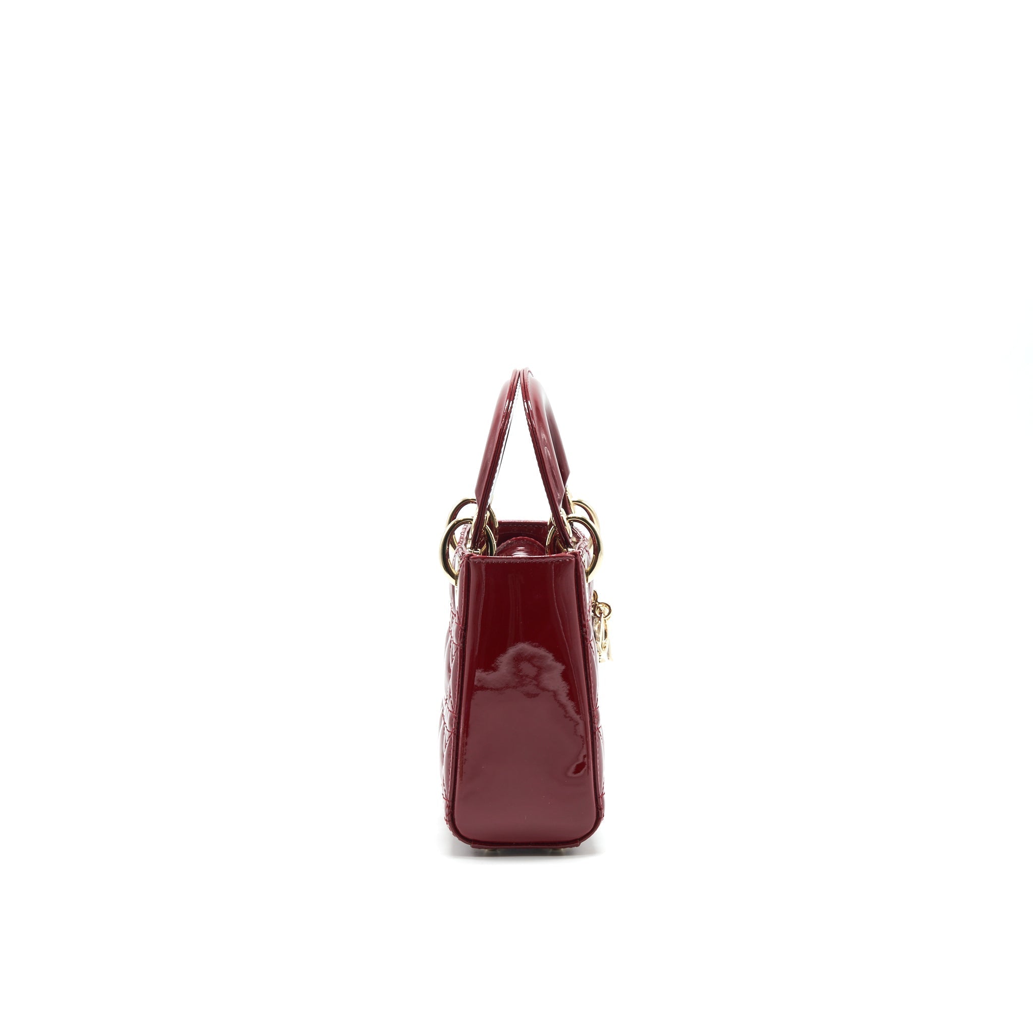 CHRISTIAN DIOR MINI LADY DIOR PATENT LEATHER RED WITH LGHW