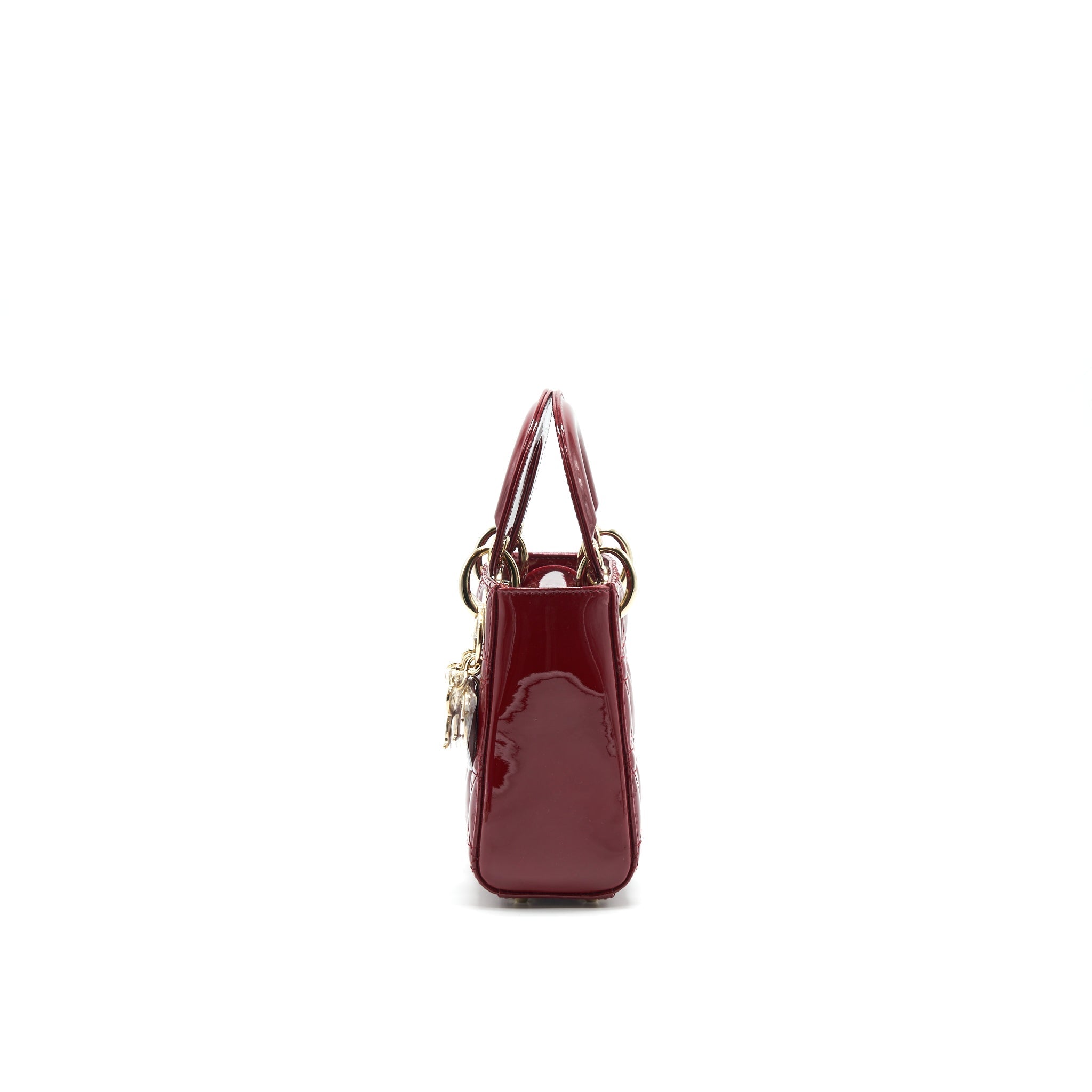 CHRISTIAN DIOR MINI LADY DIOR PATENT LEATHER RED WITH LGHW