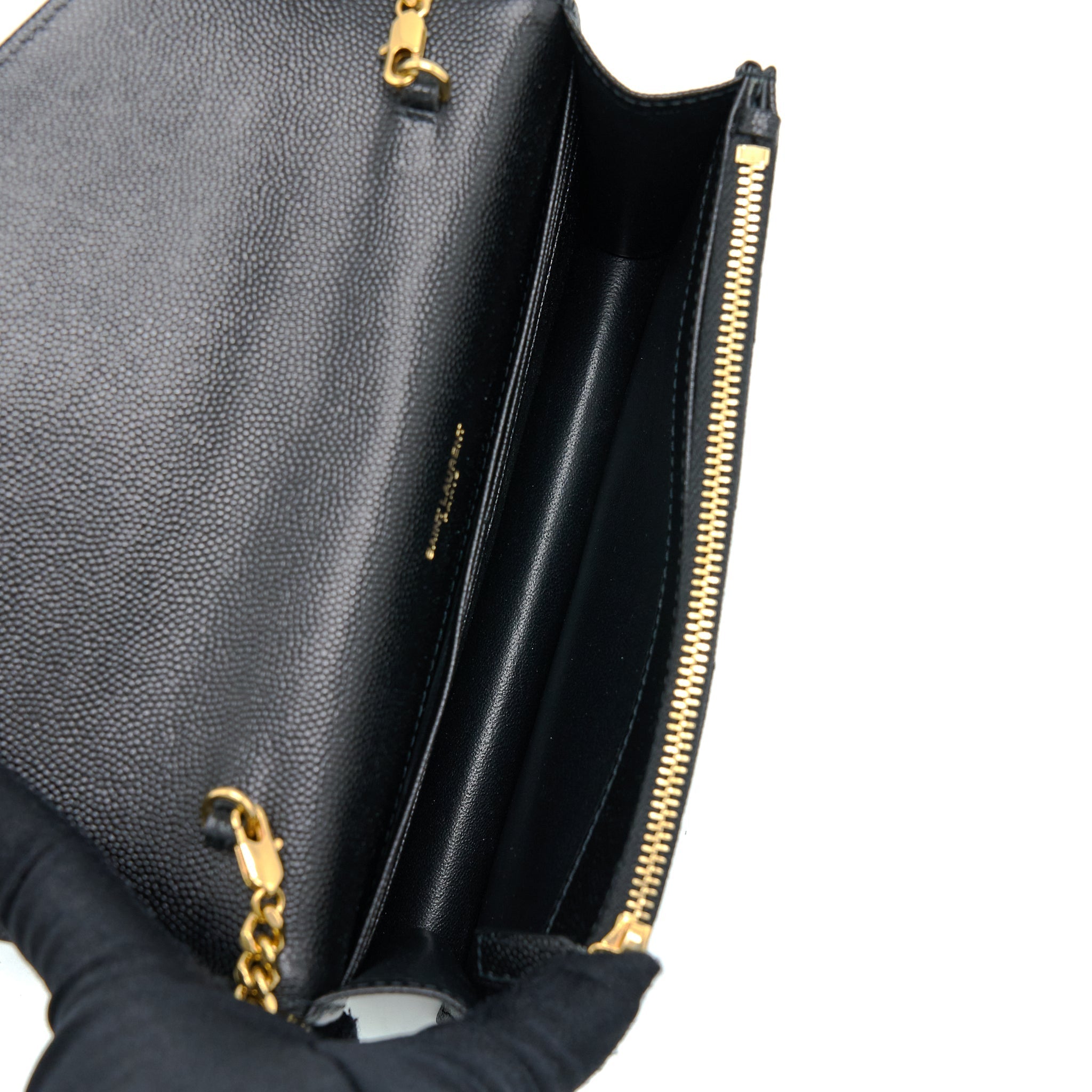 SAINT LAURENT/YSL ENVELOP CHAIN WALLET BLACK GHW