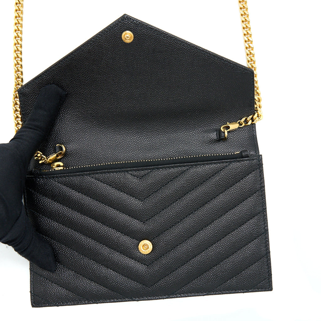 SAINT LAURENT/YSL ENVELOP CHAIN WALLET BLACK GHW