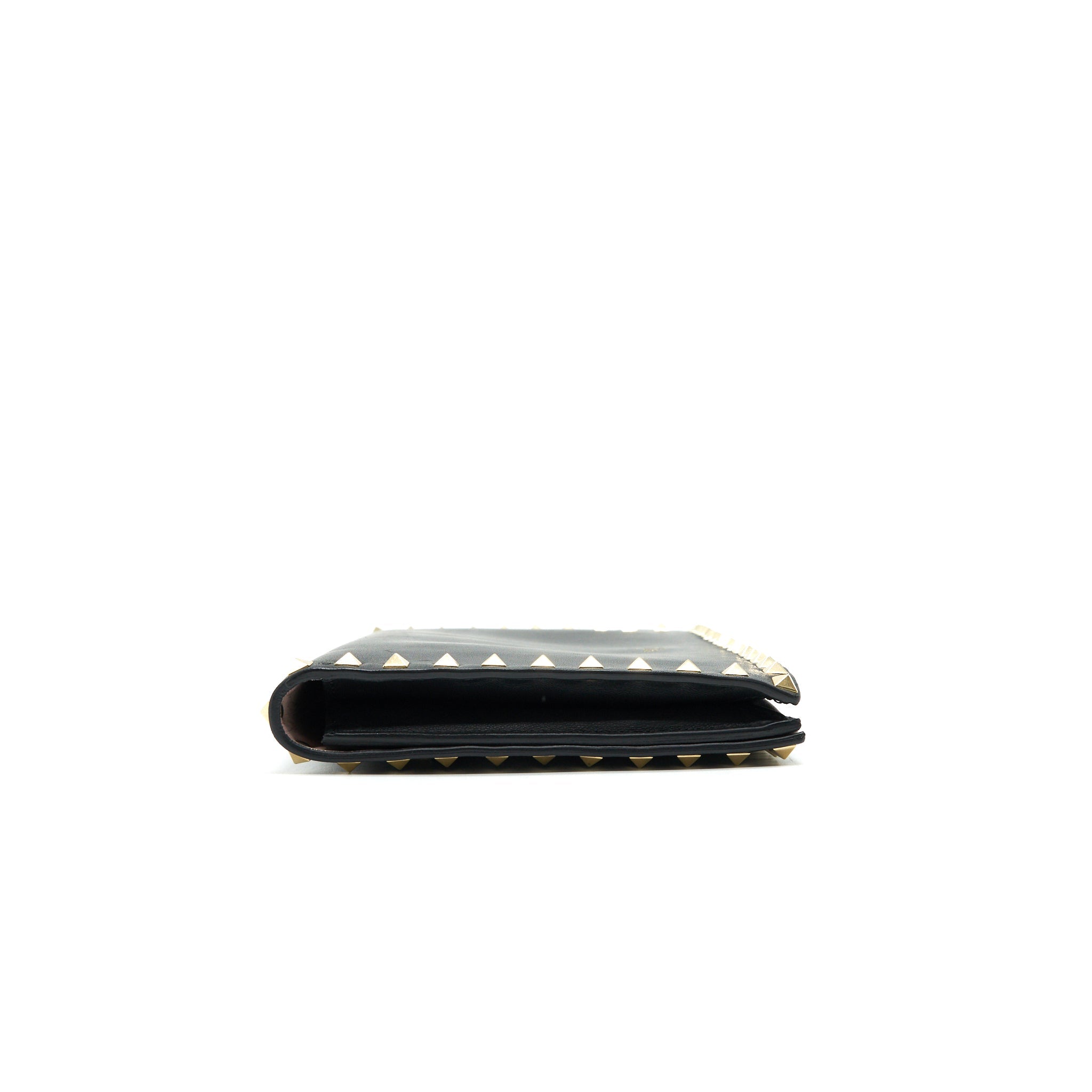 VALENTINO GARAVANI ROCKSTUD LEATHER CLUTCH BAG BLACK