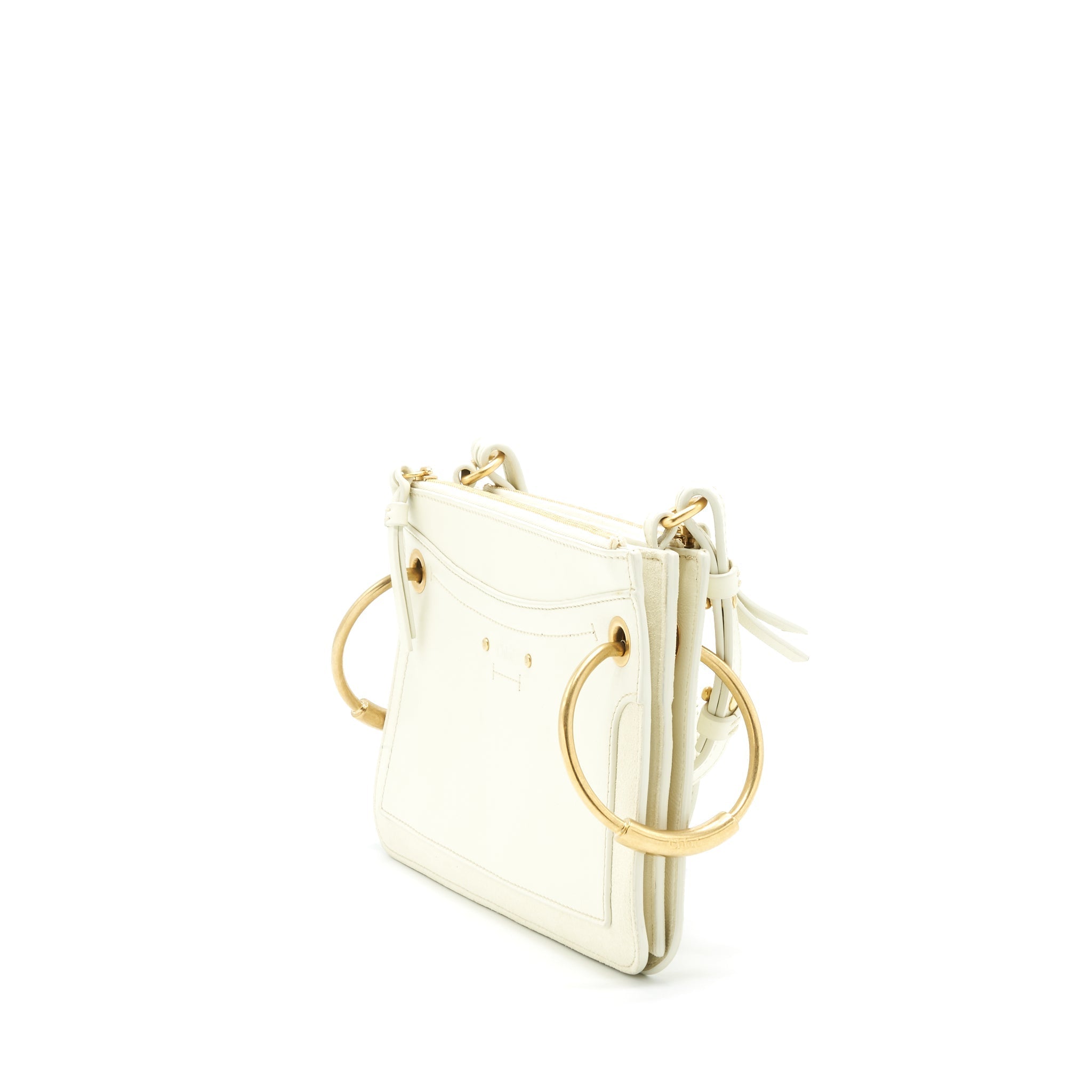 CHLOE DOUBLE ZIP CROSSBODY BAG WHITE GHW