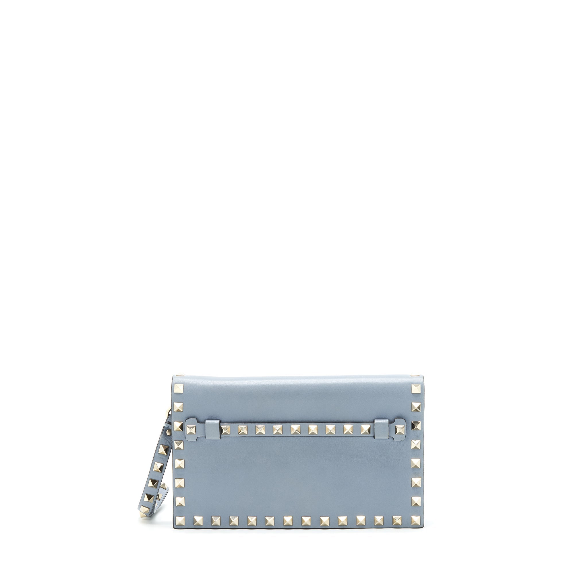 VALENTINO ROCKSTUD SMALL CLUTCH BLUE-GREY GHW