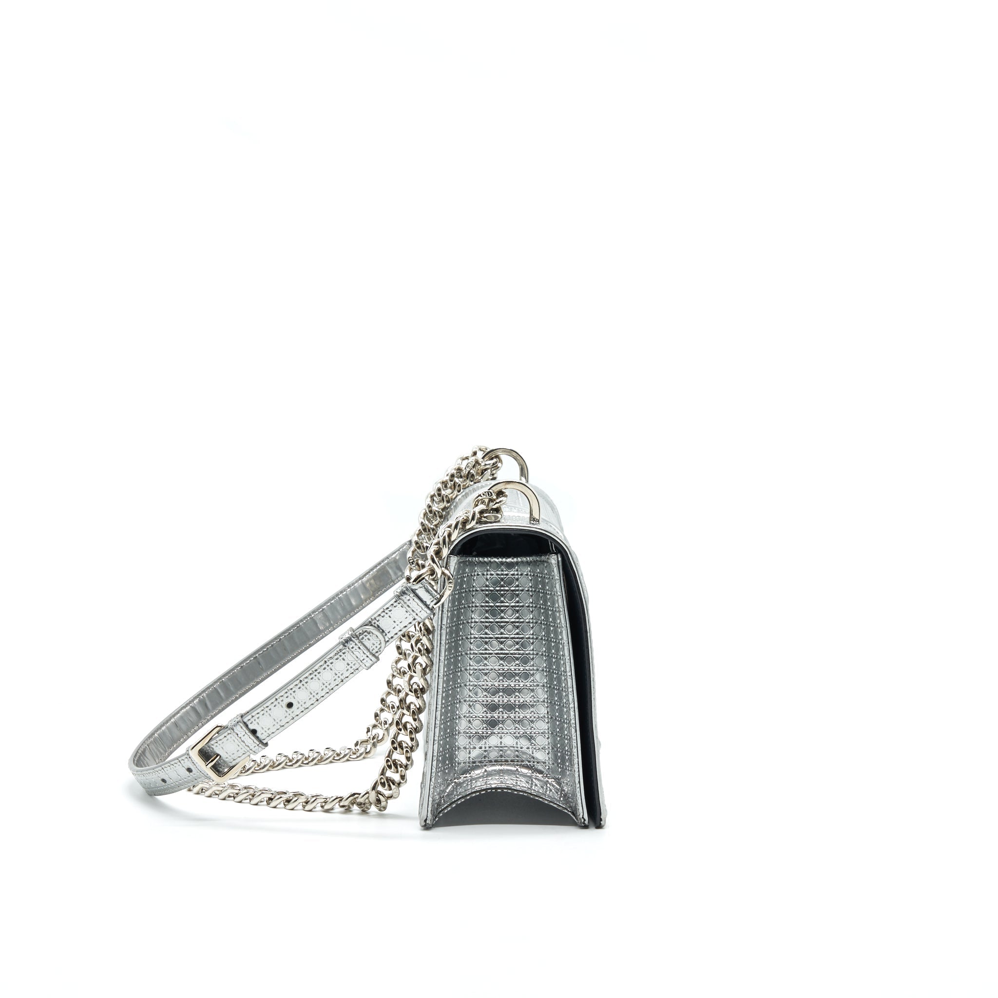 CHRISTIAN DIOR DIORAMA MEDIUM IN METALLIC SILVER WITH SHW