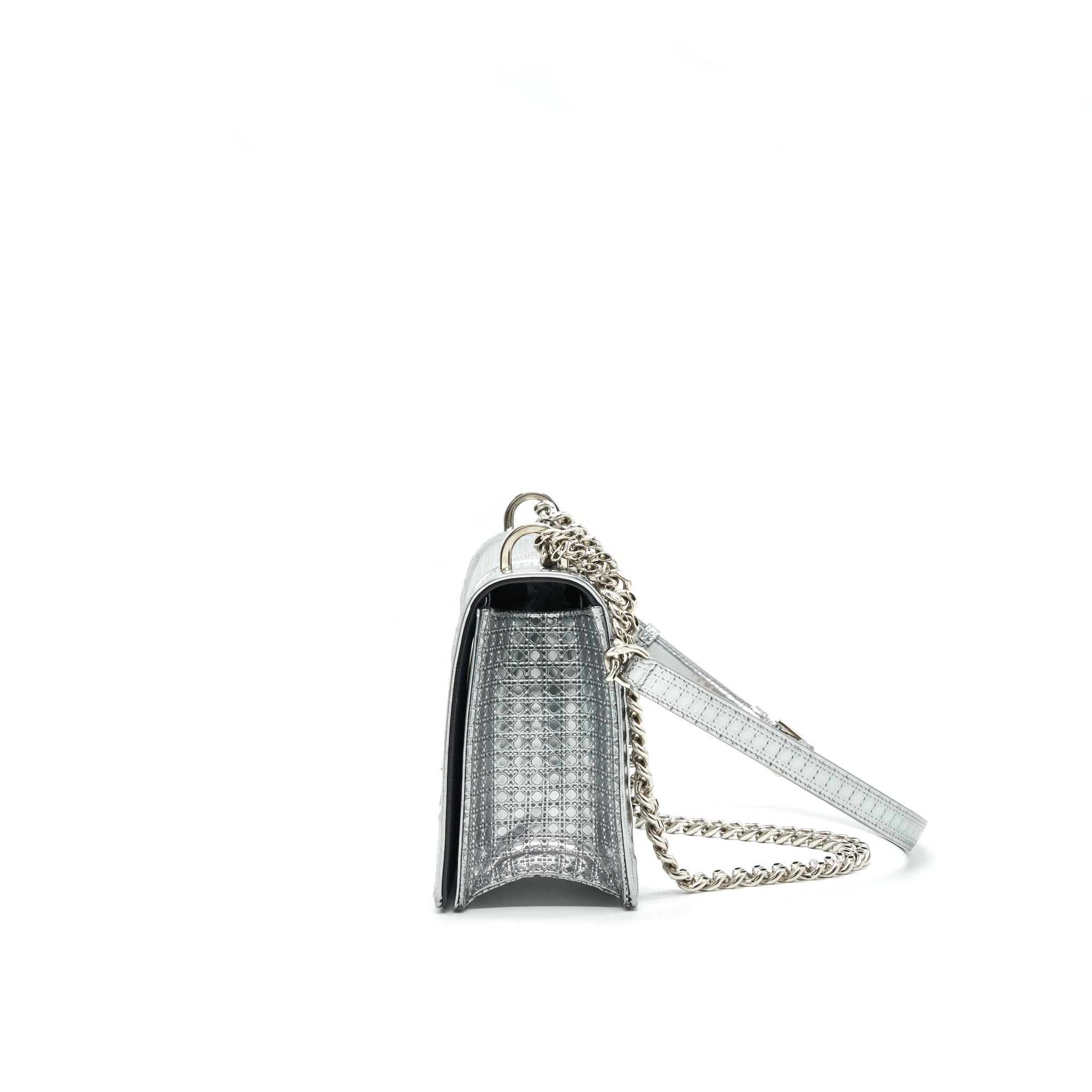 CHRISTIAN DIOR DIORAMA MEDIUM IN METALLIC SILVER WITH SHW