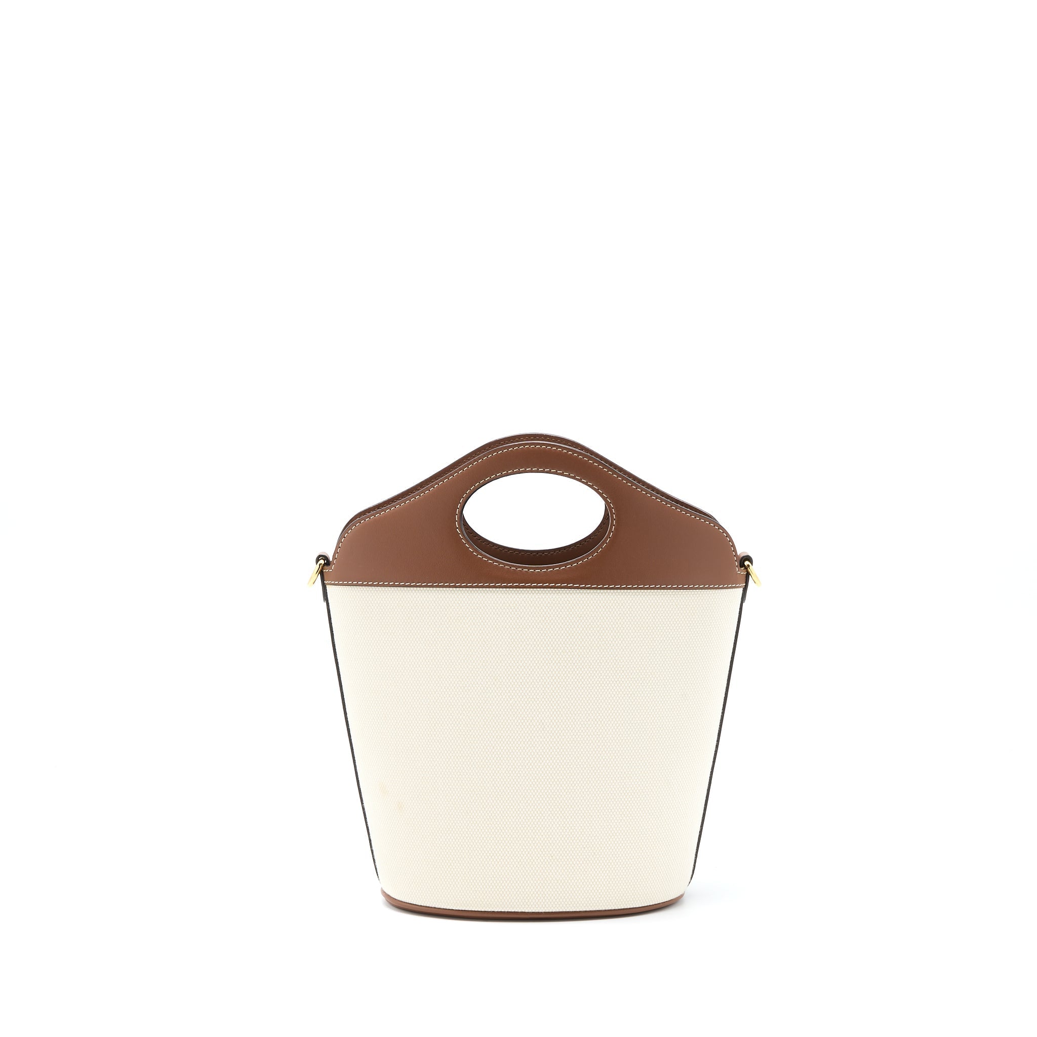 BURBERRY BUCKET BAG CANVAS/ LEATHER BEIGE/ BROWN GHW