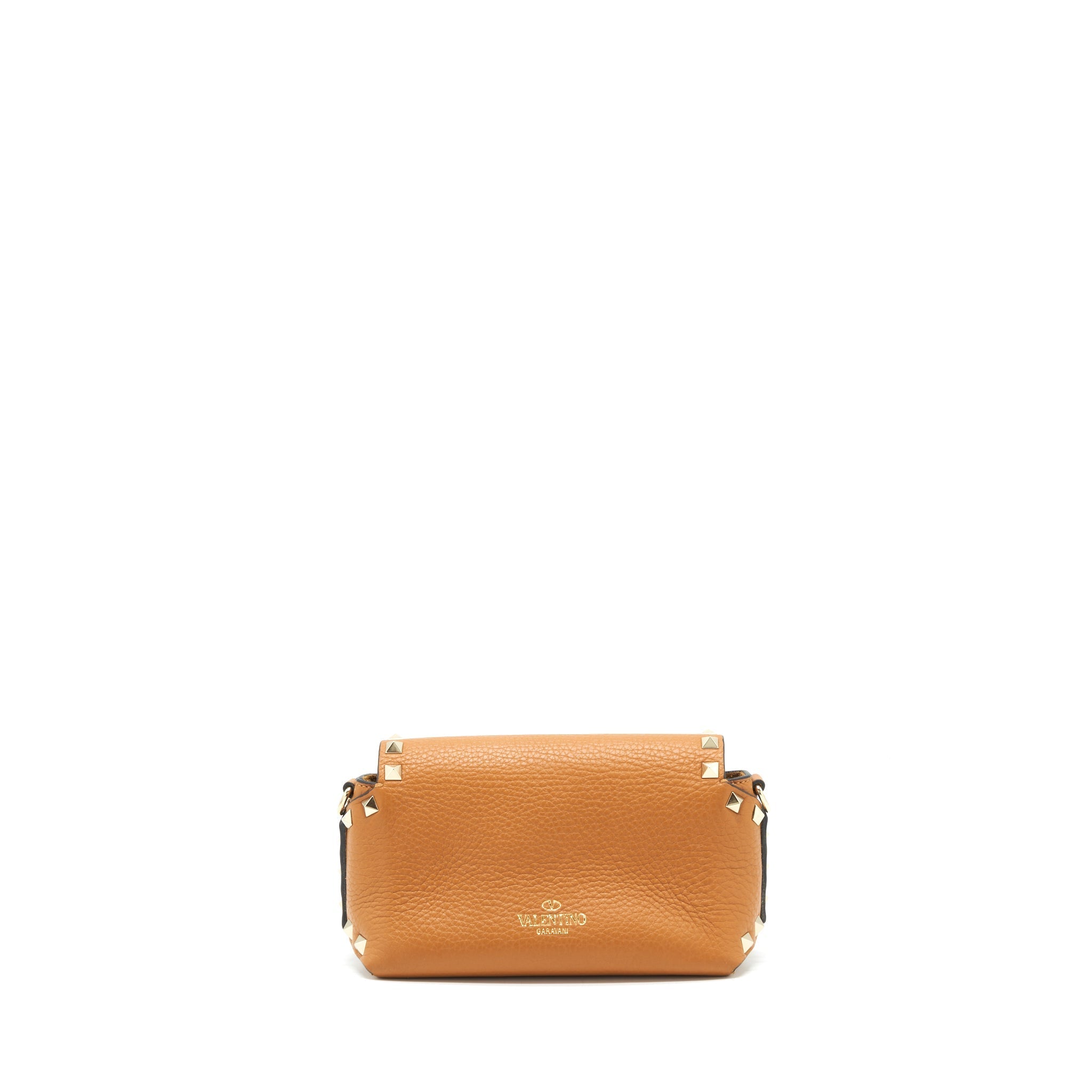 VALENTINO GARAVANI SMALL ROCK-STUD CROSSBODY BAG GRAINY CALFSKIN MUSTARD