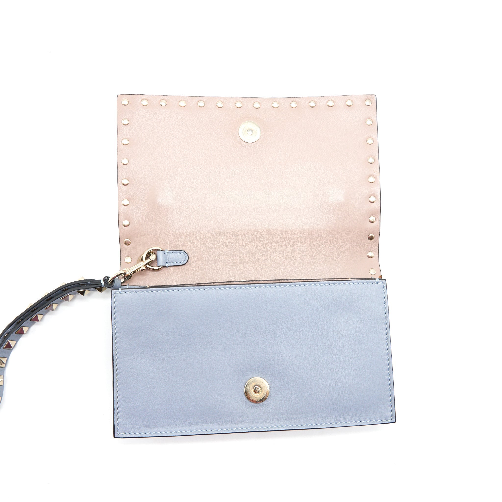 VALENTINO ROCKSTUD SMALL CLUTCH BLUE-GREY GHW