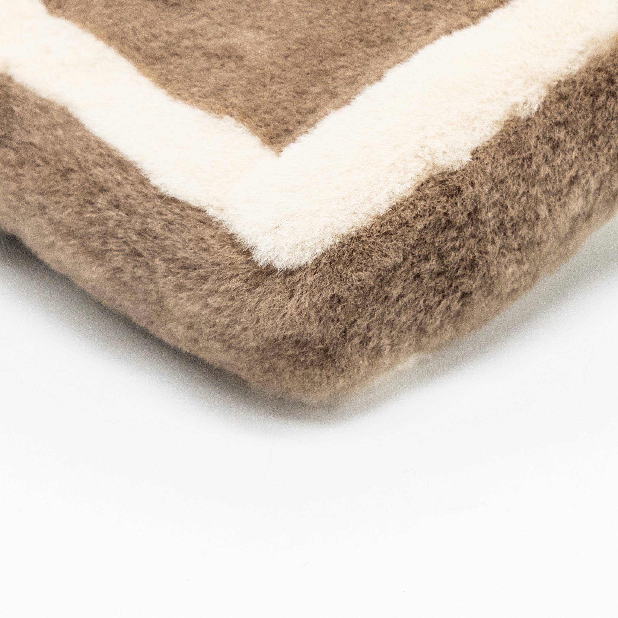 FENDI NANO CHAIN BAGUETTE CHARM BAG SHEARLING BROWN/CREAM GHW