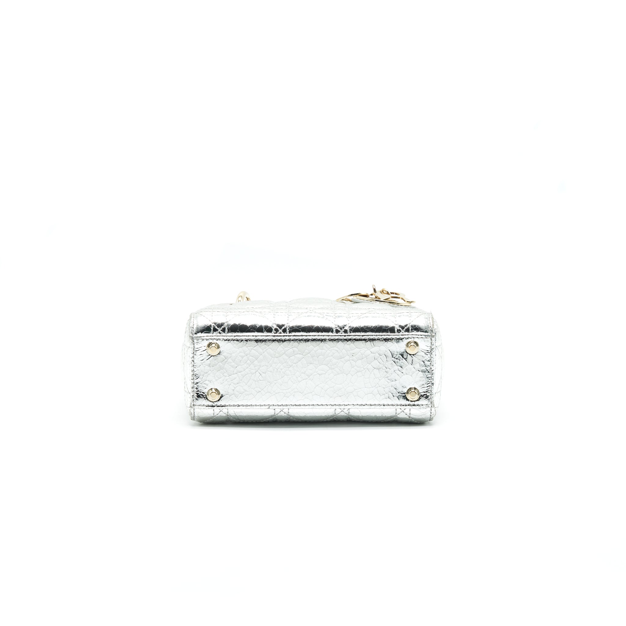CHRISTIAN DIOR MINI LADY DIOR METALLIC SILVER