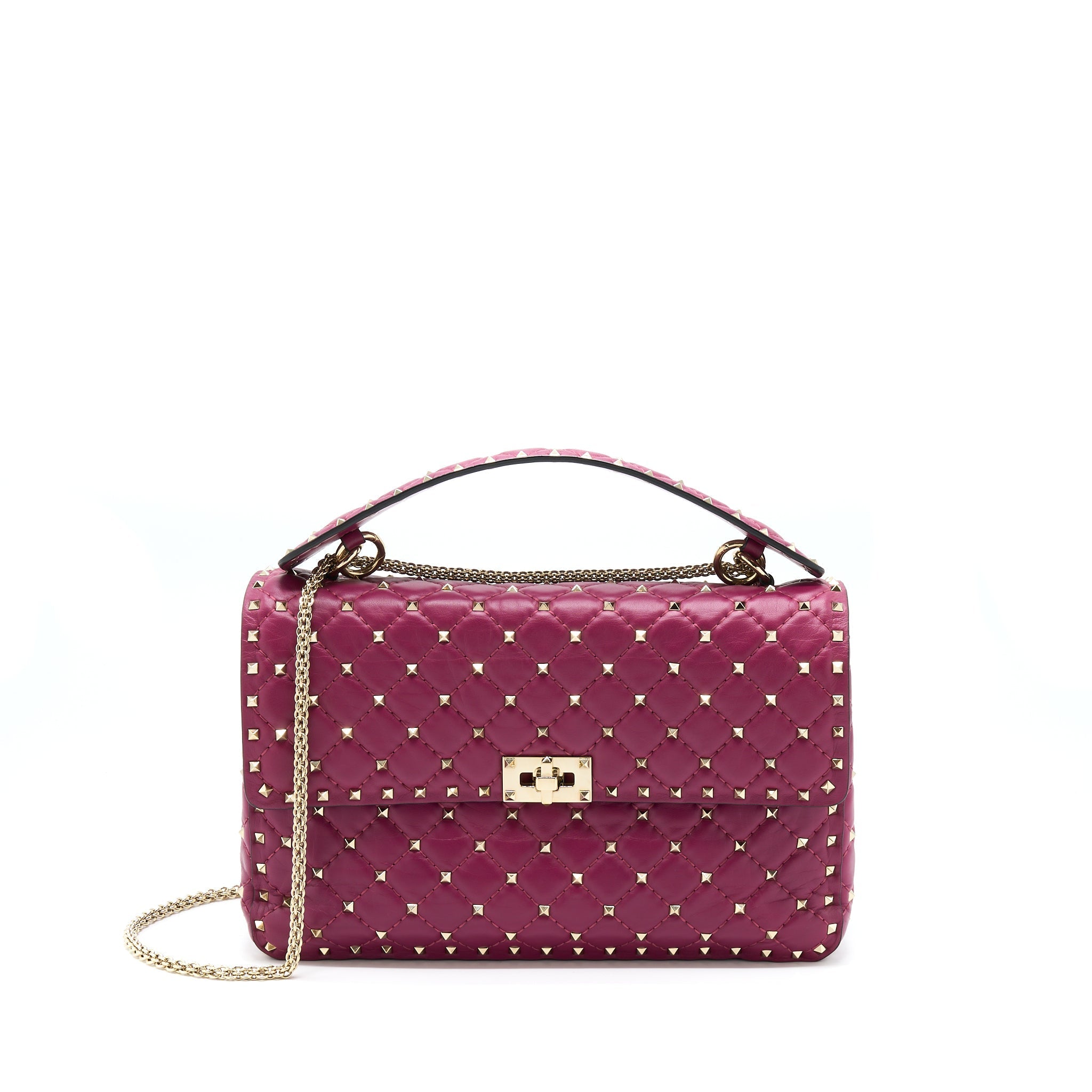 VALENTINO ROCKSTUD SPIKE BAG NAPA PINK GHW