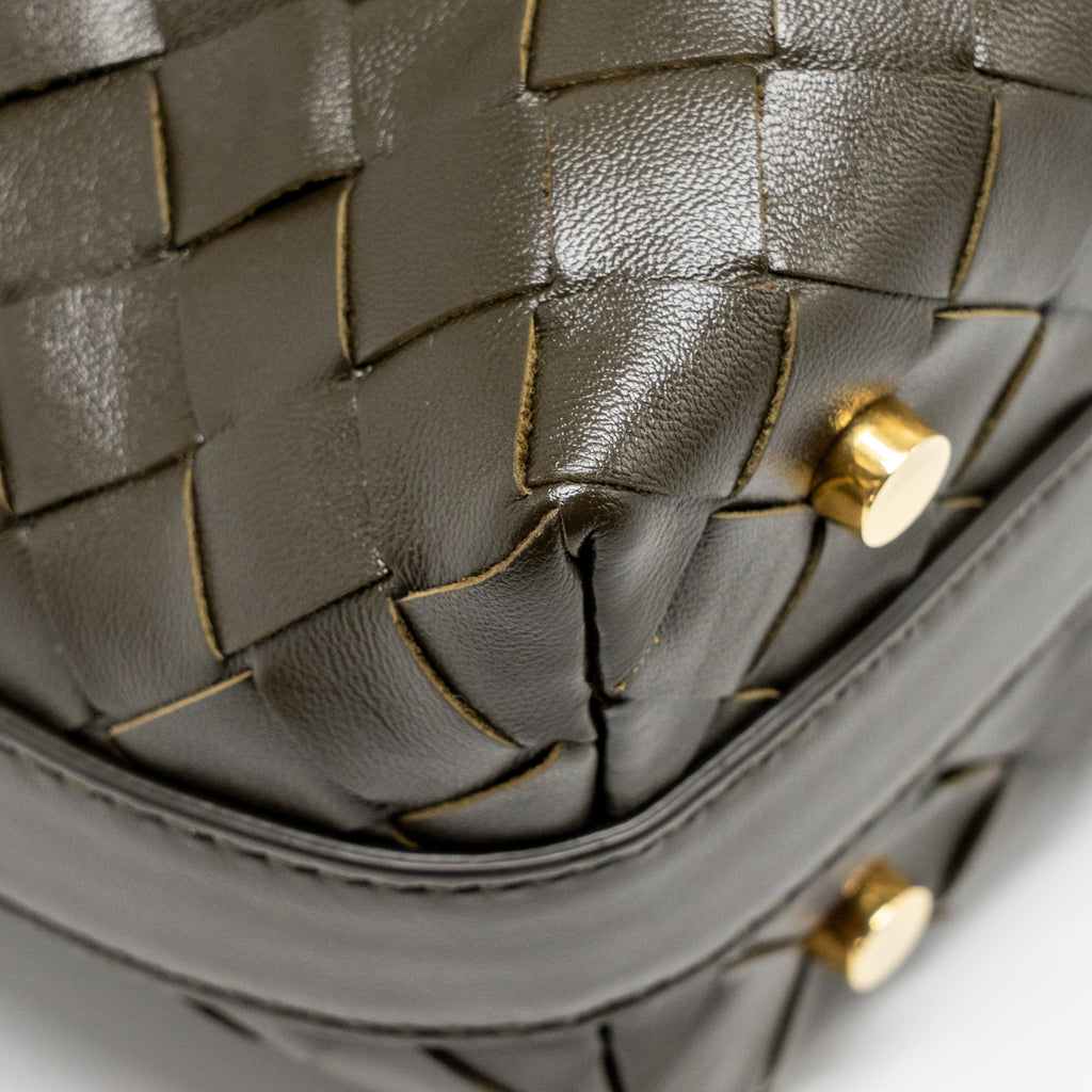 BOTTEGA VENETA WALLACE BAG CALFSKIN KAKI GHW