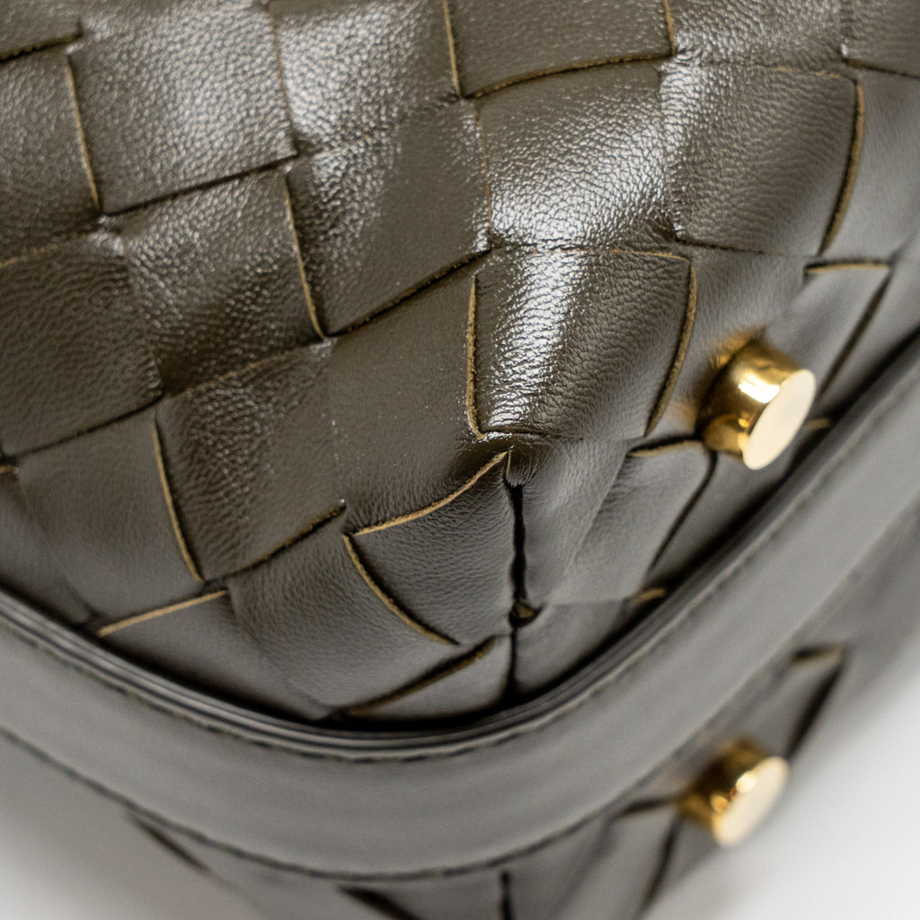 BOTTEGA VENETA WALLACE BAG CALFSKIN KAKI GHW