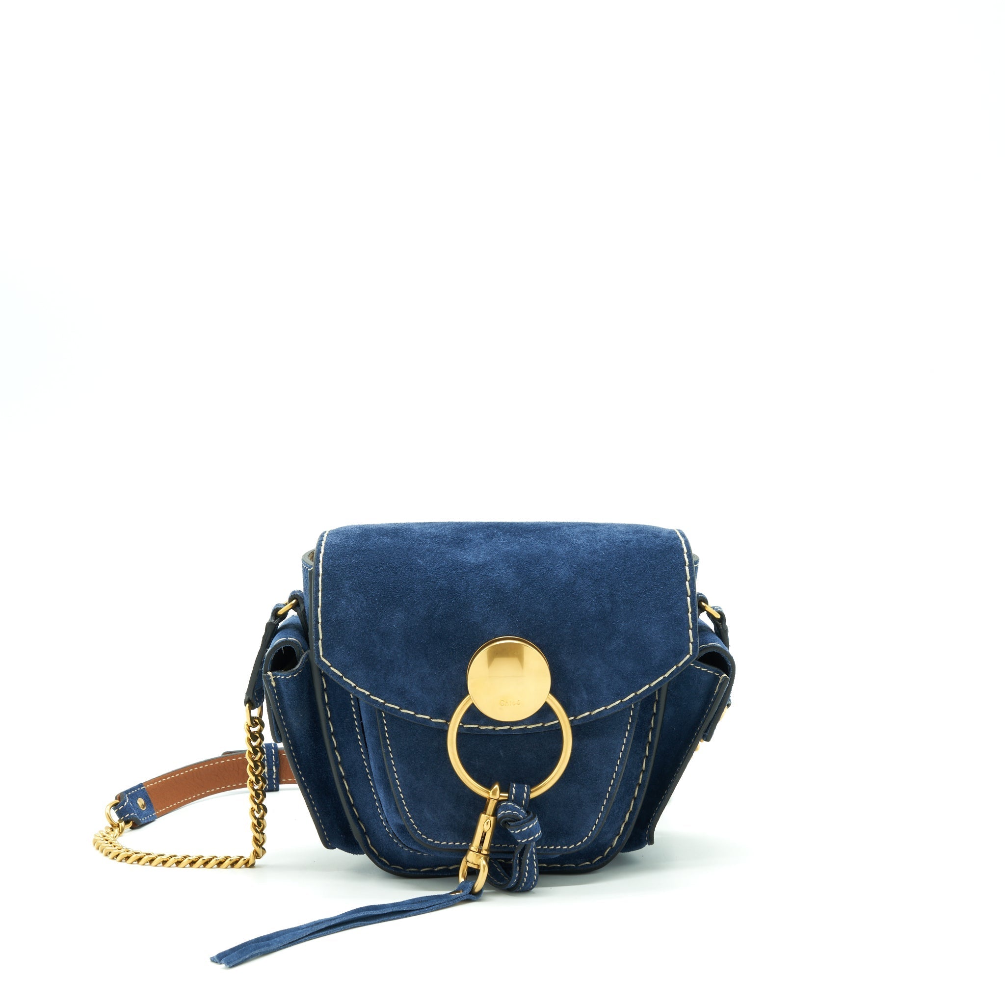 CHLOE PORTE EPAULE BAG SUEDE ROYAL BLUE GHW