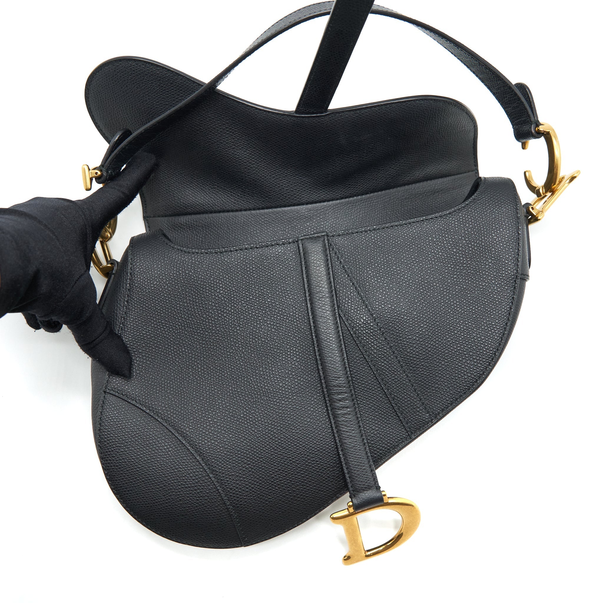 DIOR MEDIUM SADDLE BAG GRAINED CALFSKIN BLACK GHW