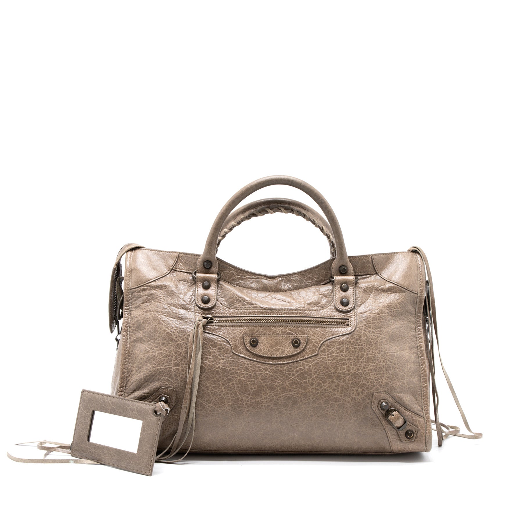 BALENCIAGA CLASSIC CITY BAG LIGHT BROWN RUTHENIUM HARDWARE