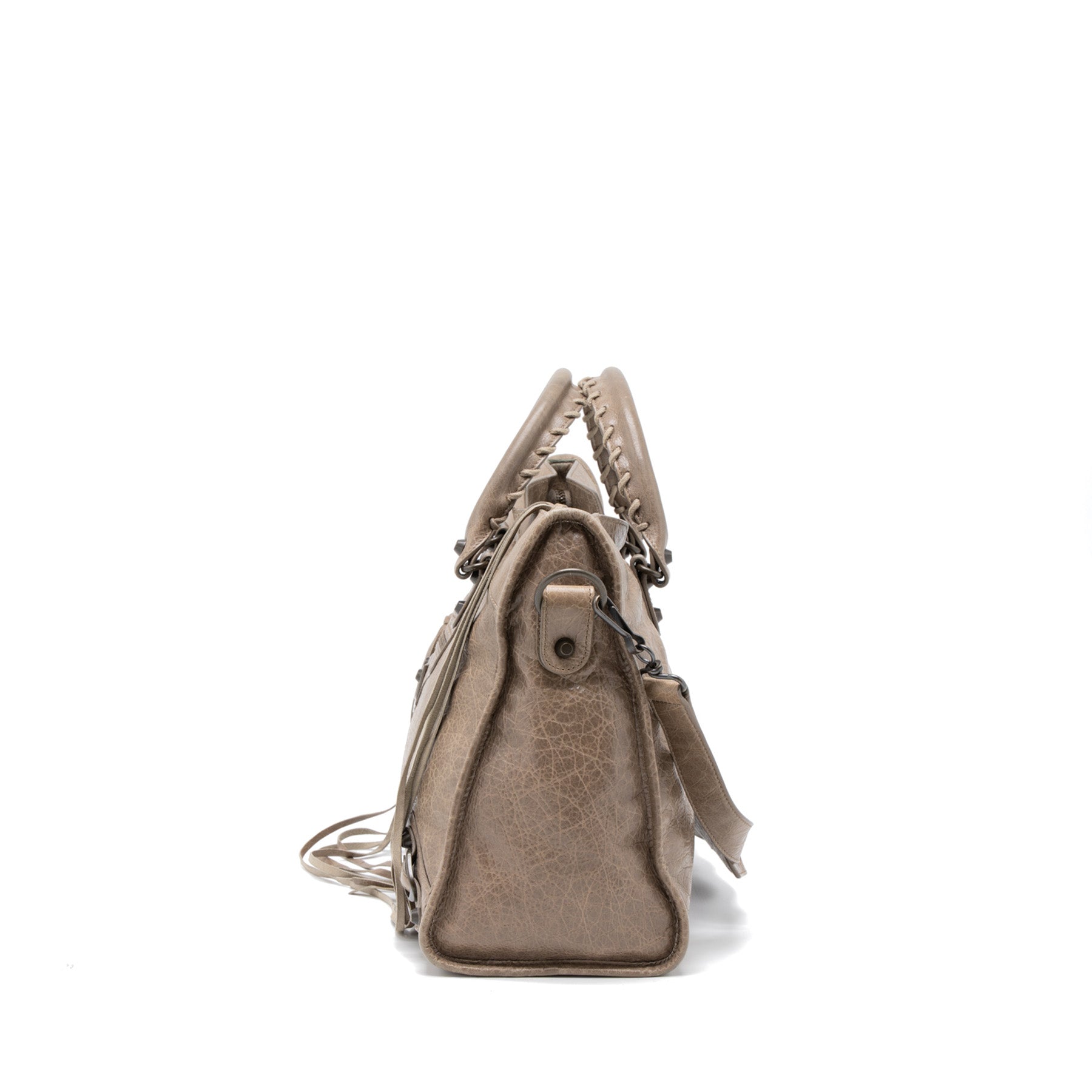 BALENCIAGA CLASSIC CITY BAG LIGHT BROWN RUTHENIUM HARDWARE