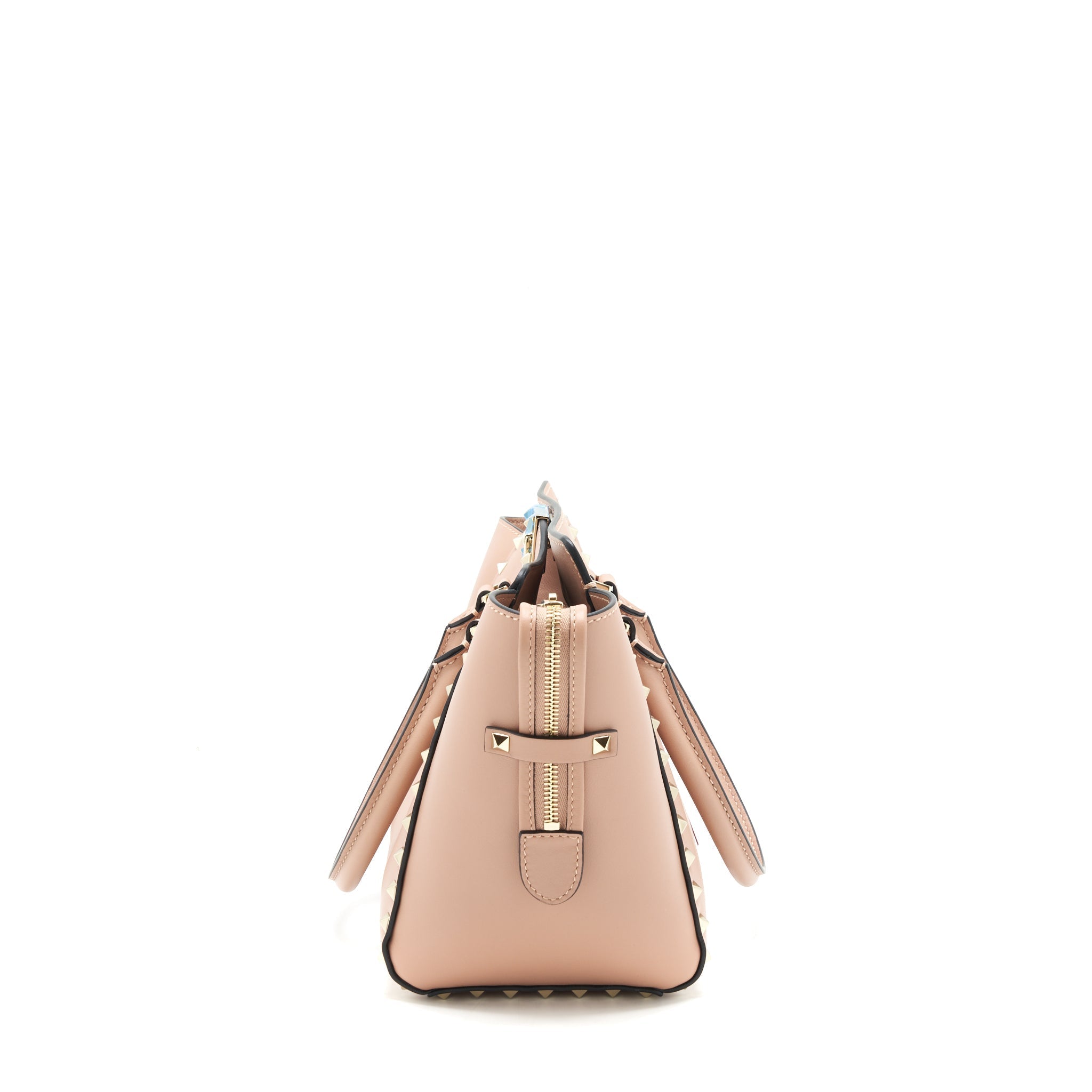 VALENTINO ROCKSTUD DOUBLE HANDLE TOTE BAG DUSTY PINK LGHW