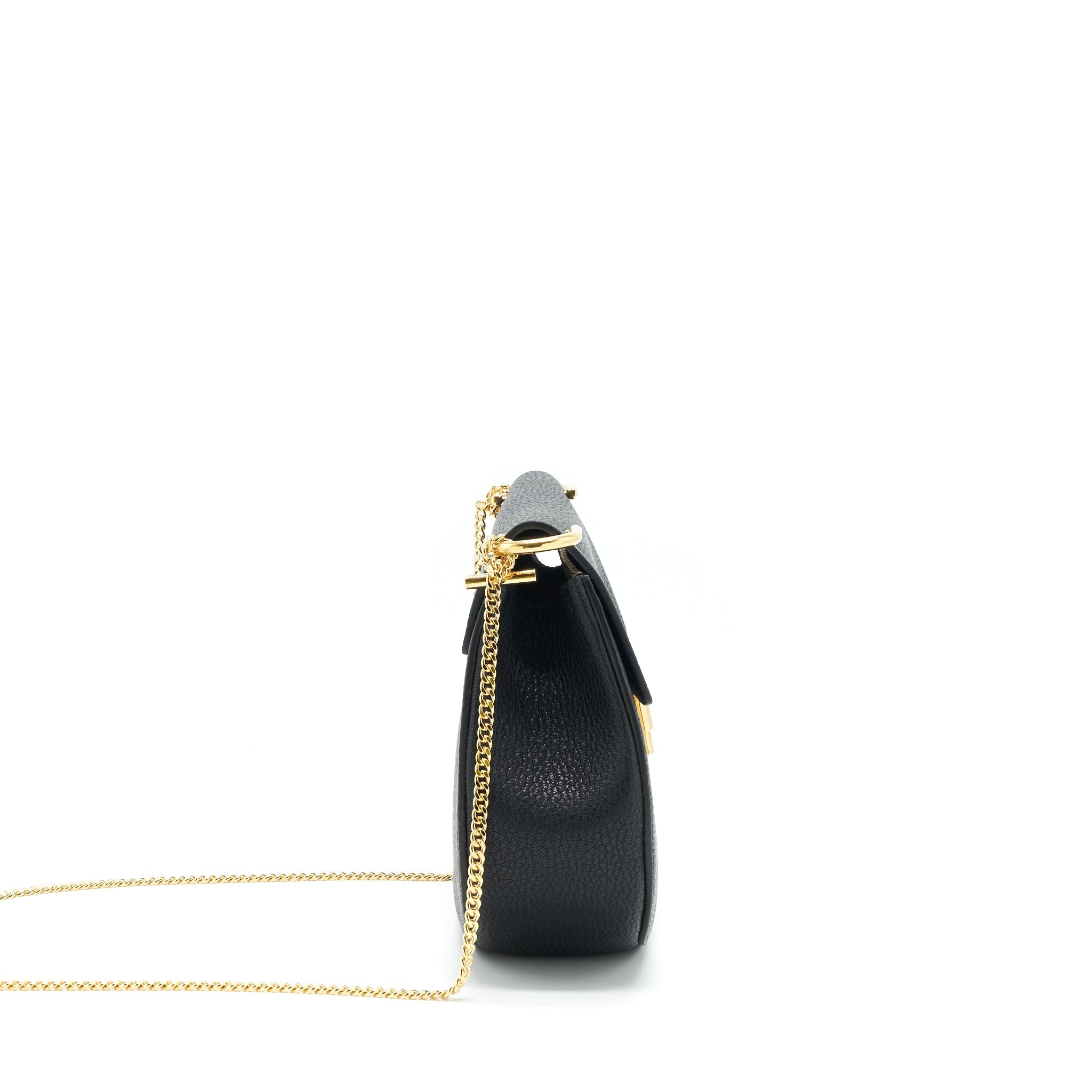 CHLOE DREW SHOULDER BAG GRAINED CALFSKIN BLACK GHW