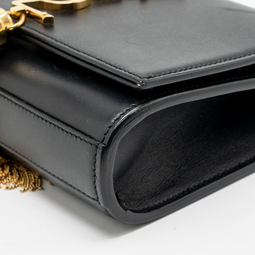 SAINT LAURENT/YSL MINI KATE TASSEL BAG CALFSKIN BLACK GHW