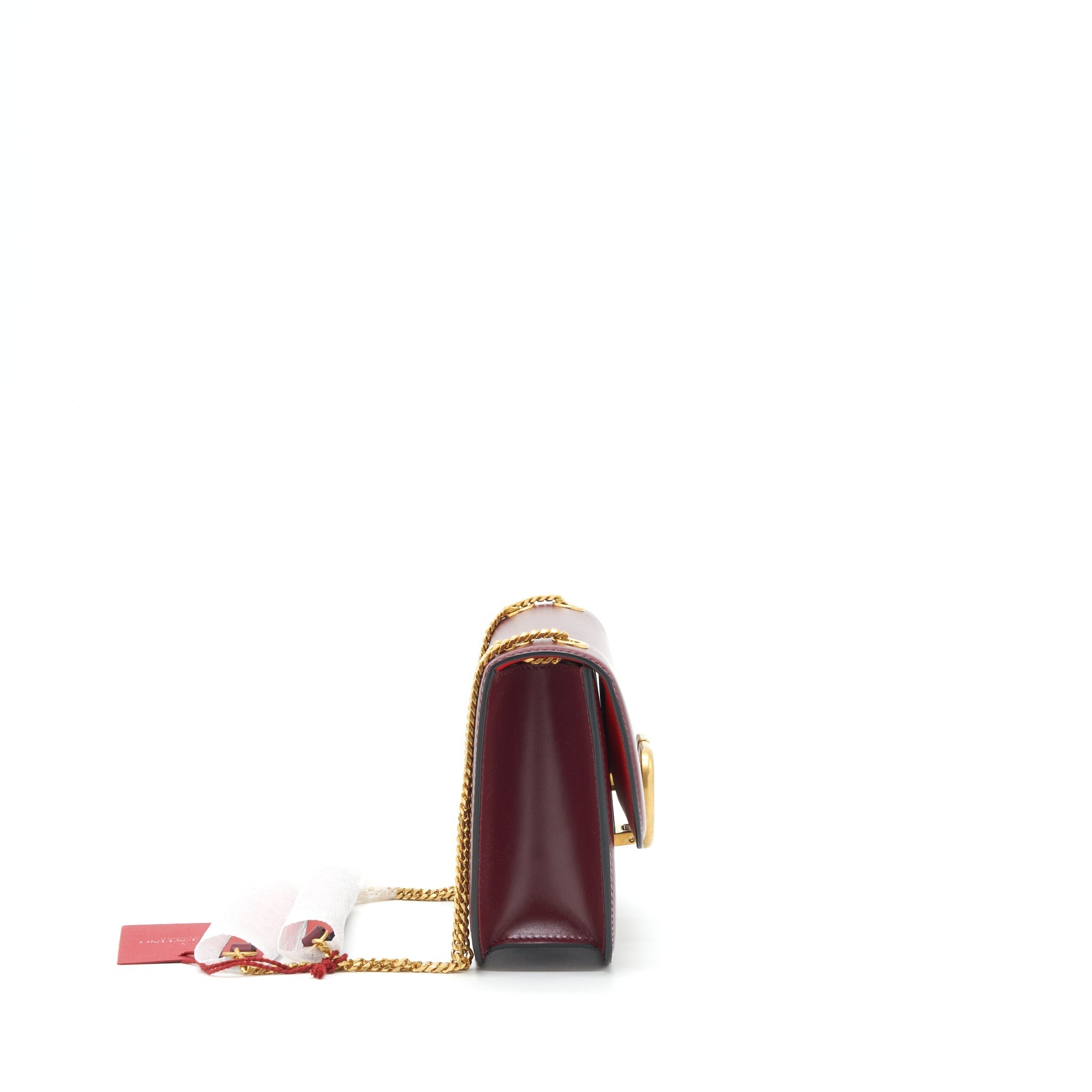 VALENTINO VLOGO SMALL CHAIN SHOULDER BAG CALFSKIN DARK RED GHW