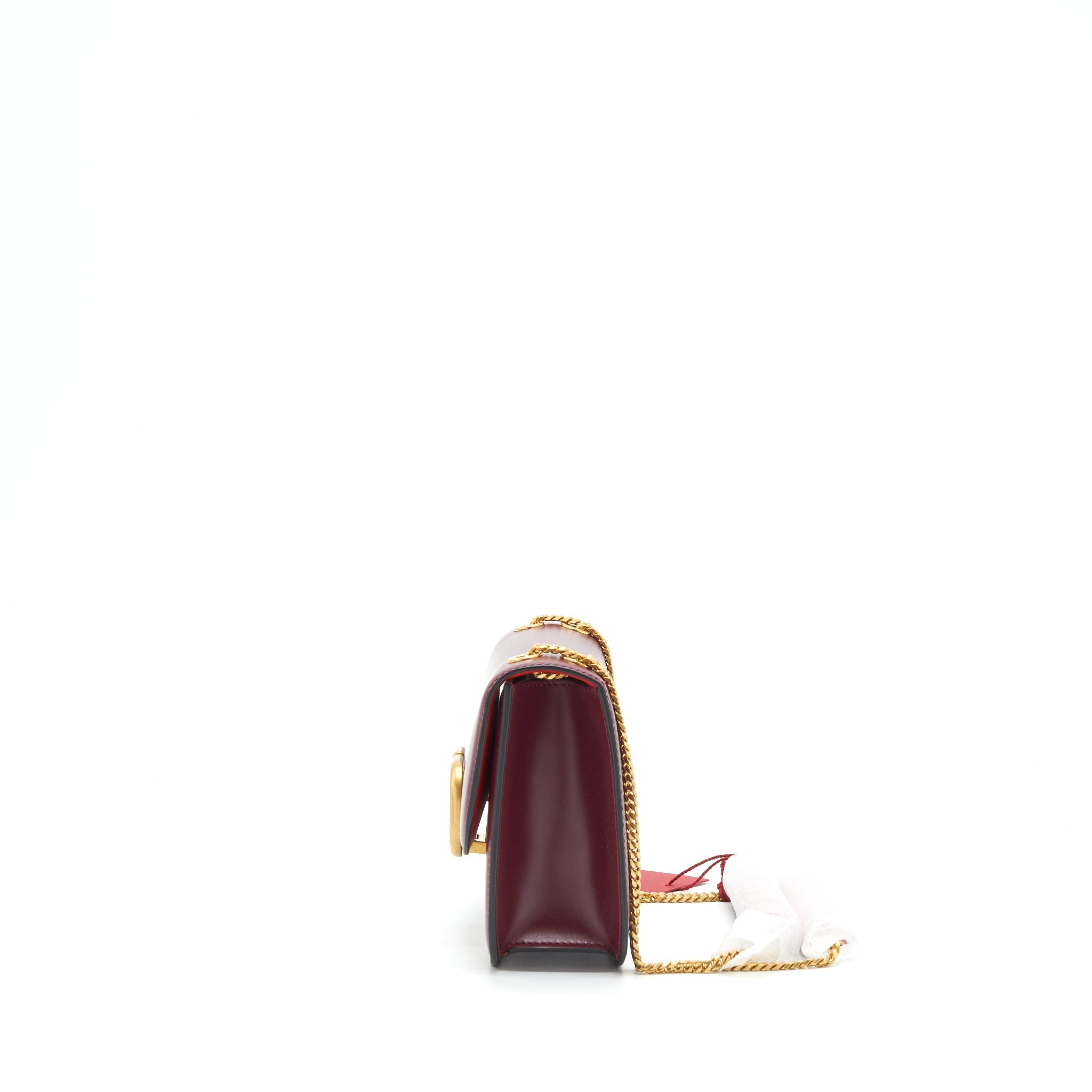 VALENTINO VLOGO SMALL CHAIN SHOULDER BAG CALFSKIN DARK RED GHW