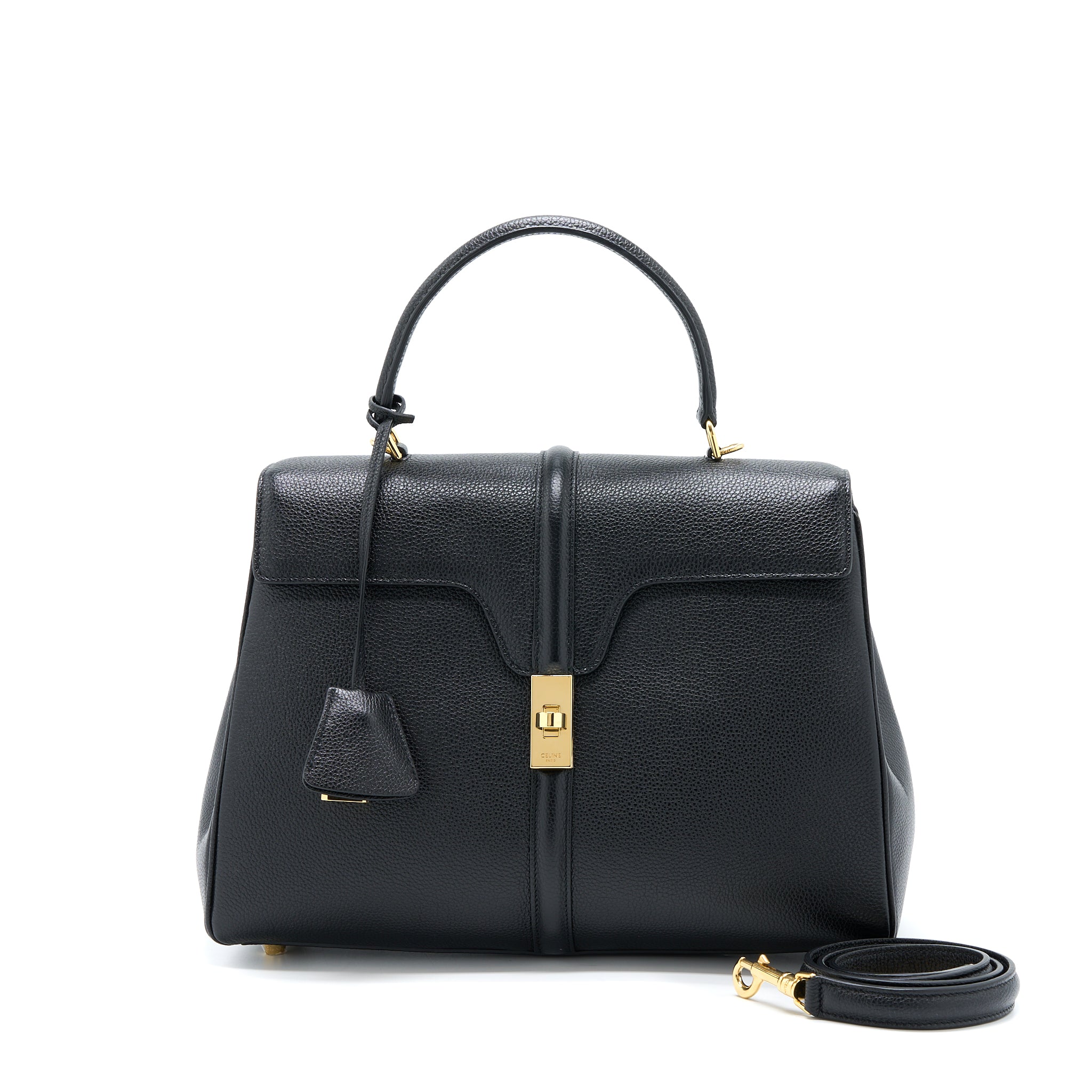 CELINE 16 BAG GRAINED CALFSKIN BLACK GHW