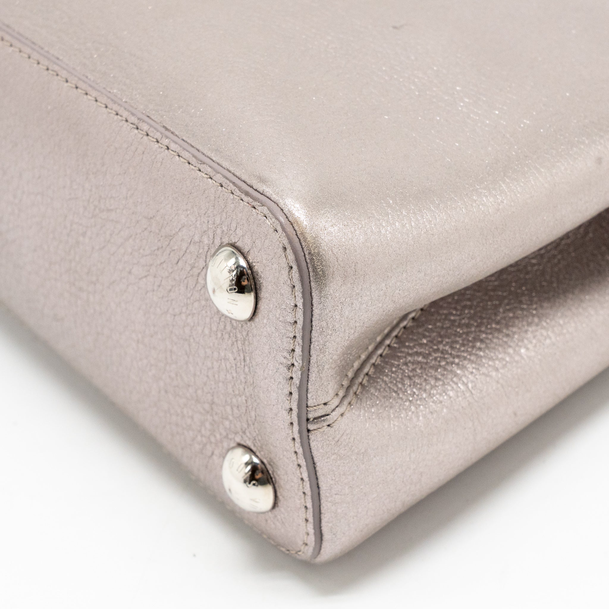 LOUIS VUITTON CAPUCINES BB TAURILLON METALLIC LILAC/DARK SILVER/GOLD SHW