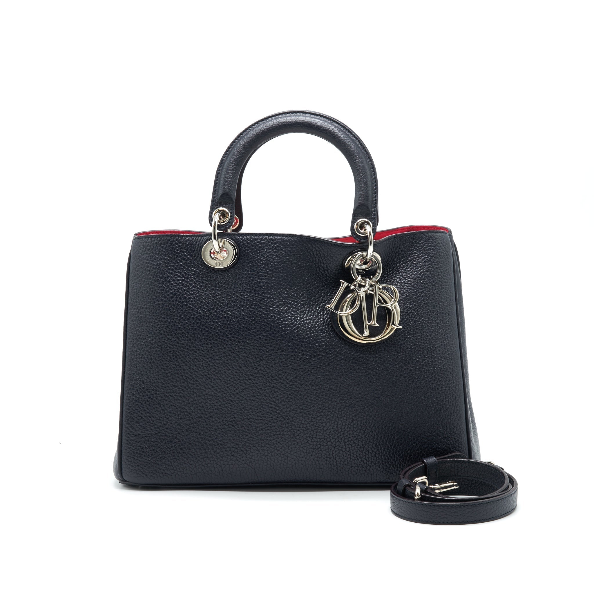 CHRISTIAN DIOR MEDIUM DIORISSIMO TOTE BAG BLACK GRAINED LEATHER SHW