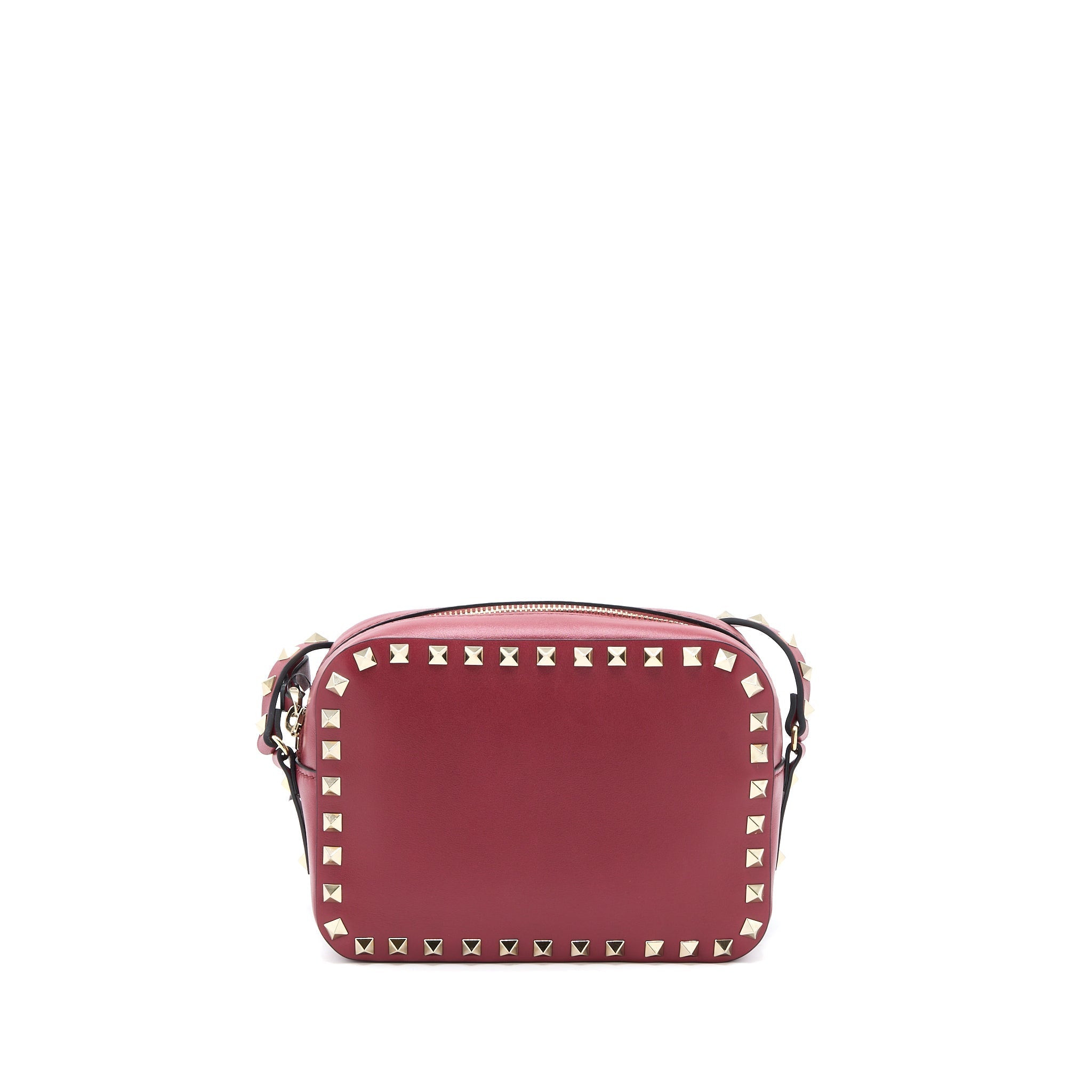 VALENTINO ROCKSTUD CROSSBODY CAMERA BAG CALFSKIN RED GHW