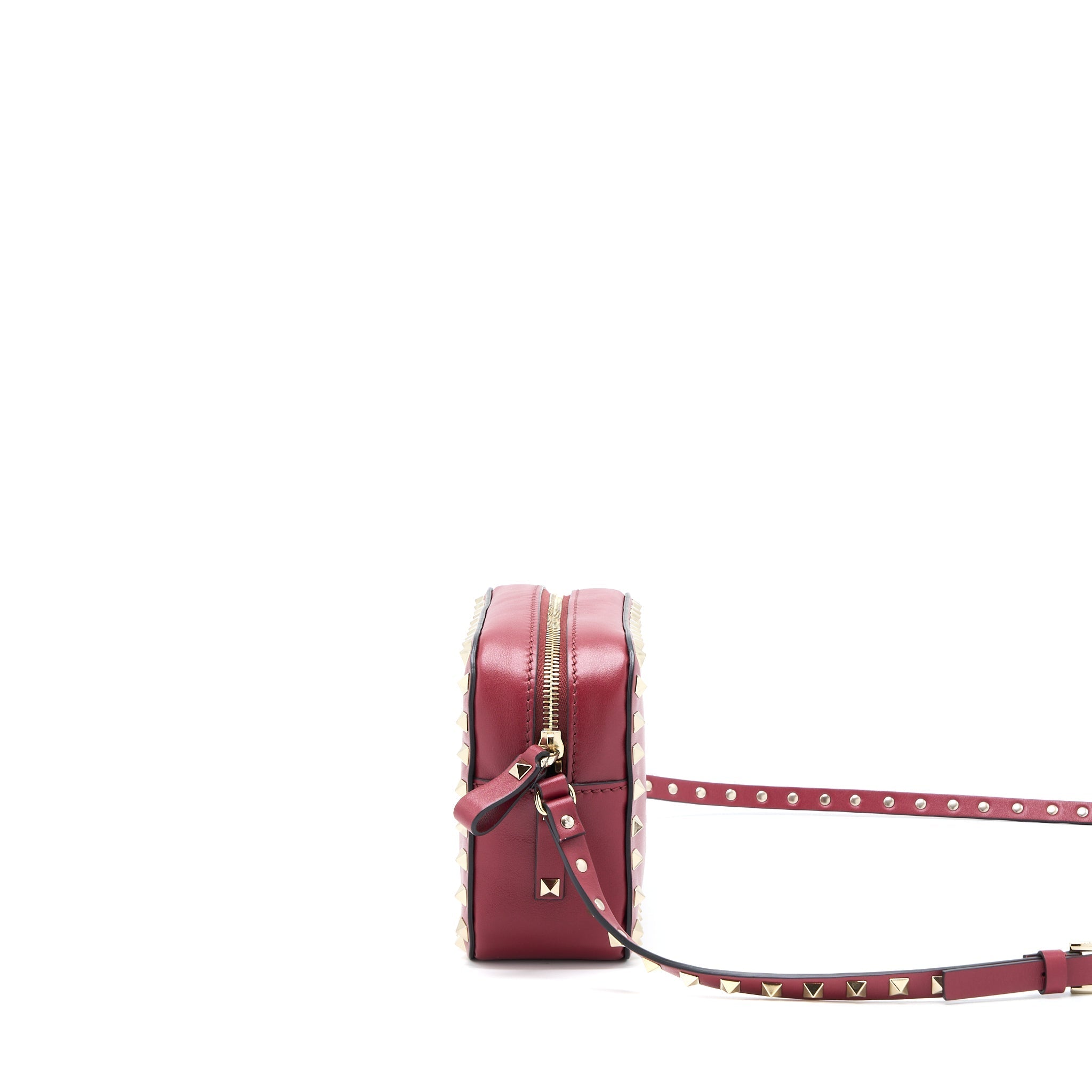 VALENTINO ROCKSTUD CROSSBODY CAMERA BAG CALFSKIN RED GHW