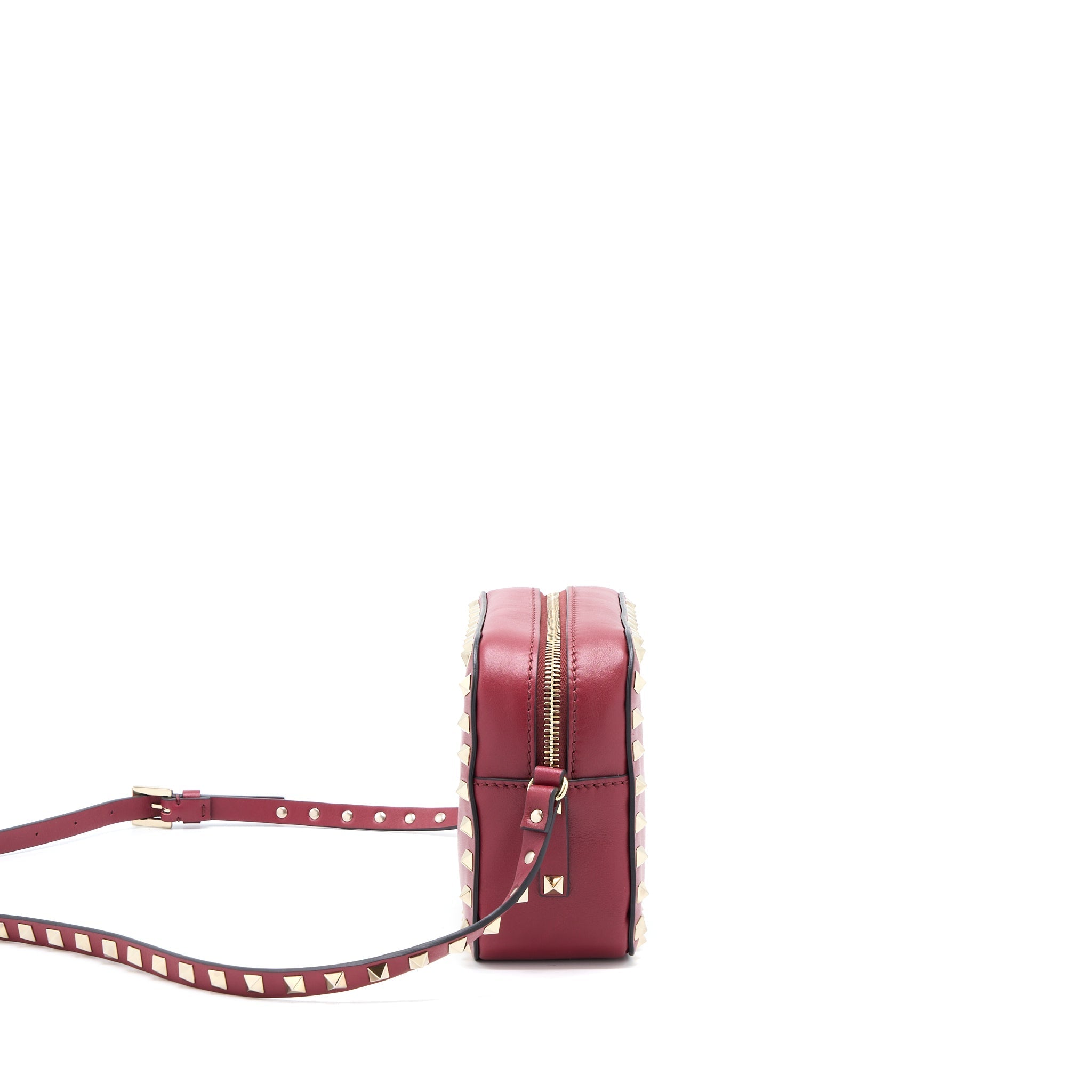 VALENTINO ROCKSTUD CROSSBODY CAMERA BAG CALFSKIN RED GHW