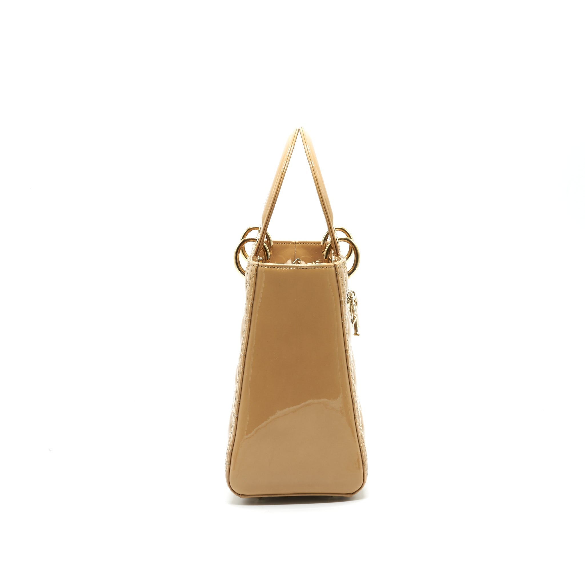 CHRISTIAN DIOR MEDIUM LADY DIOR PATENT LEATHER BEIGE GHW