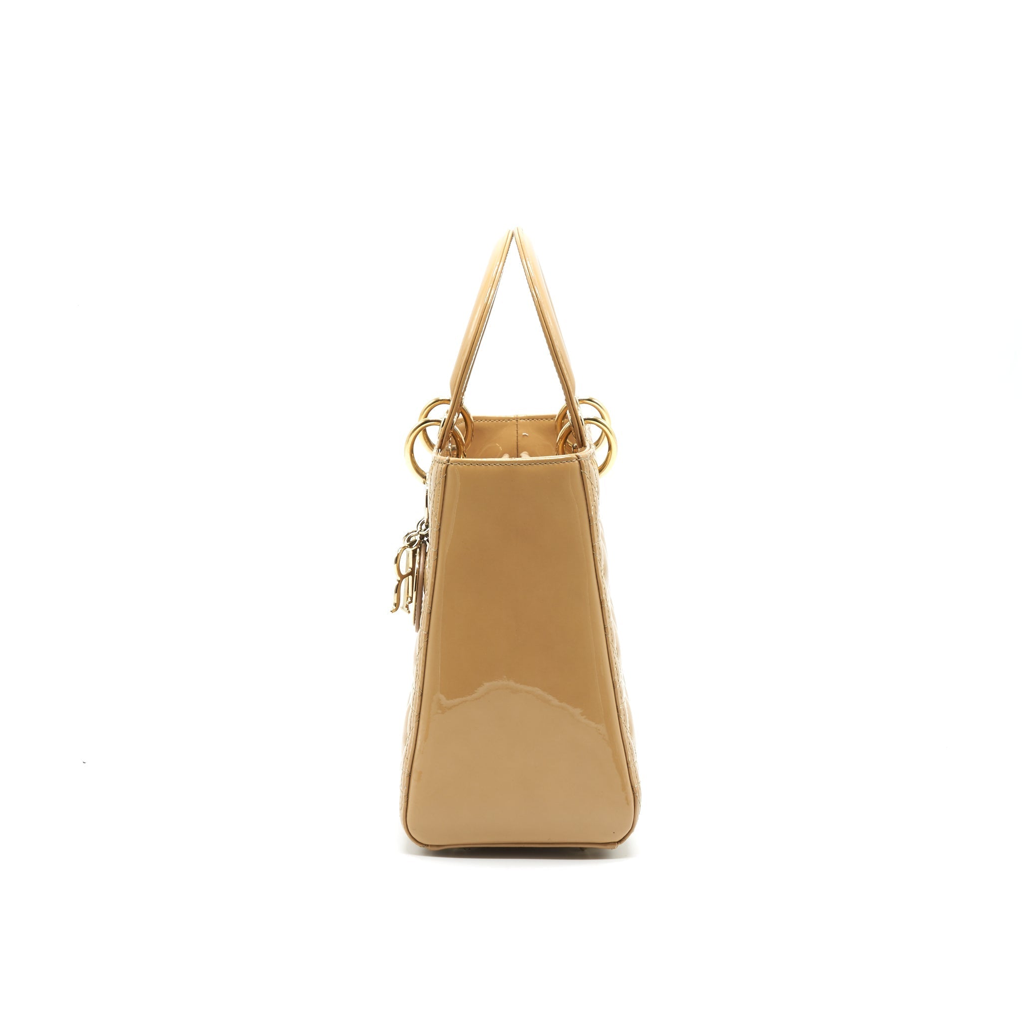 CHRISTIAN DIOR MEDIUM LADY DIOR PATENT LEATHER BEIGE GHW